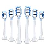 Replacement Toothbrush Heads for Philips Sonicare Electric Toothbrush, 2-in-1 Tongue Cleaner, 6 Pack, Ice Blue,Suitable for Philips Sonicare Heads, C2, C1, C3, W1, W2, W3, G1, G2, G3