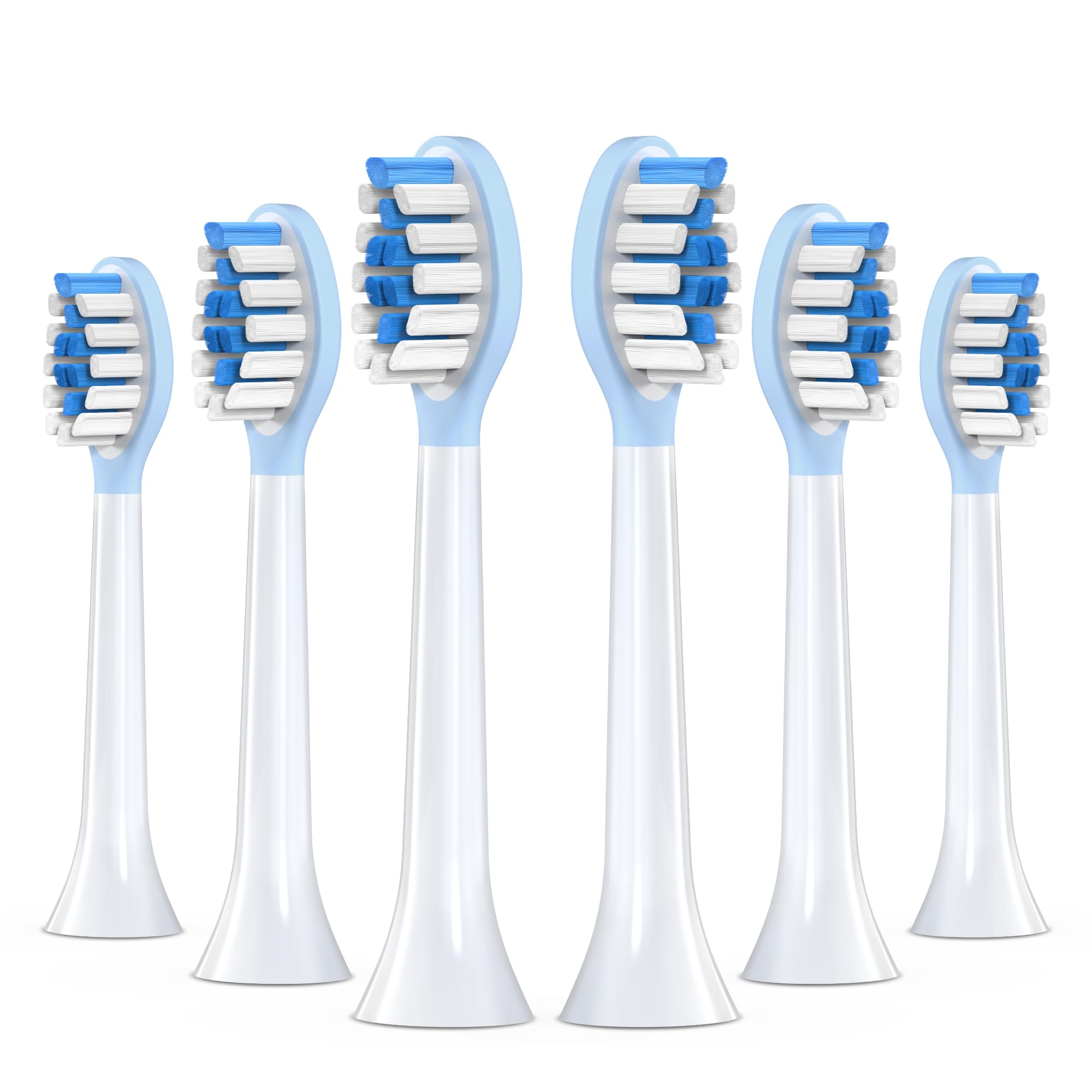 Replacement Toothbrush Heads for Philips Sonicare Electric Toothbrush, 2-in-1 Tongue Cleaner, 6 Pack, Ice Blue,Suitable for Philips Sonicare Heads, C2, C1, C3, W1, W2, W3, G1, G2, G3