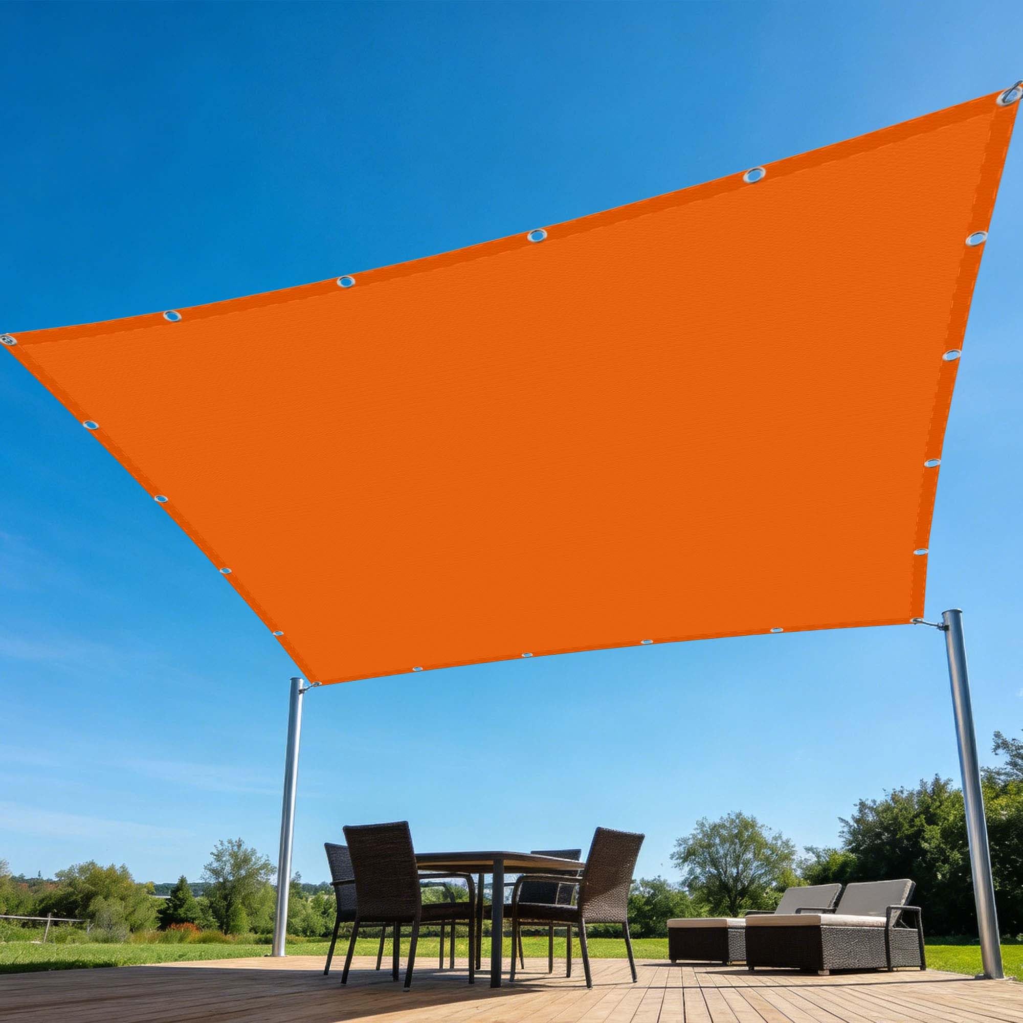 Voile d'ombrage pour terrasse et patio 7.5x9m orange idéale pour repas en extérieur