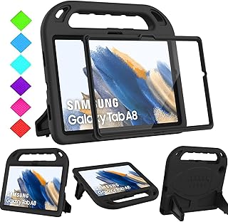 BMOUO Kids Case for Samsung Galaxy Tab A8 10.5 inch 2022(SM-X200/X205/X207), Galaxy Tab A8 Case with Built-in Screen Protector, Shockproof Handle Stand Kids Case for Samsung Galaxy Tab A8 2022,Black