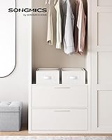 Vista 2 de SONGMICS Juego de 2 organizadores de ropa de armario de gran tamaño, organizadores de cajones plegables de 6 compartimentos con asas, 16.5 x 11.8 x