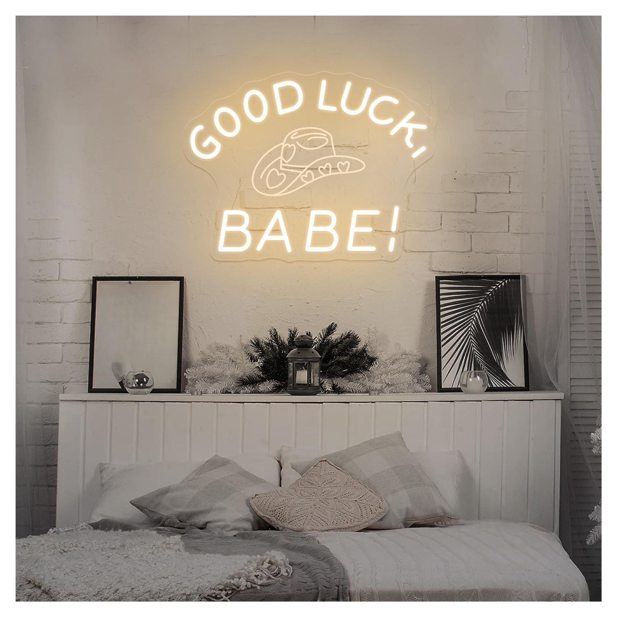 Shouxi A Sign Lamp Cowboy Hat Neon Sign For Wall Decor, Handmade 3D Carving Lights Suitable For Studio Home 45Cm(A)