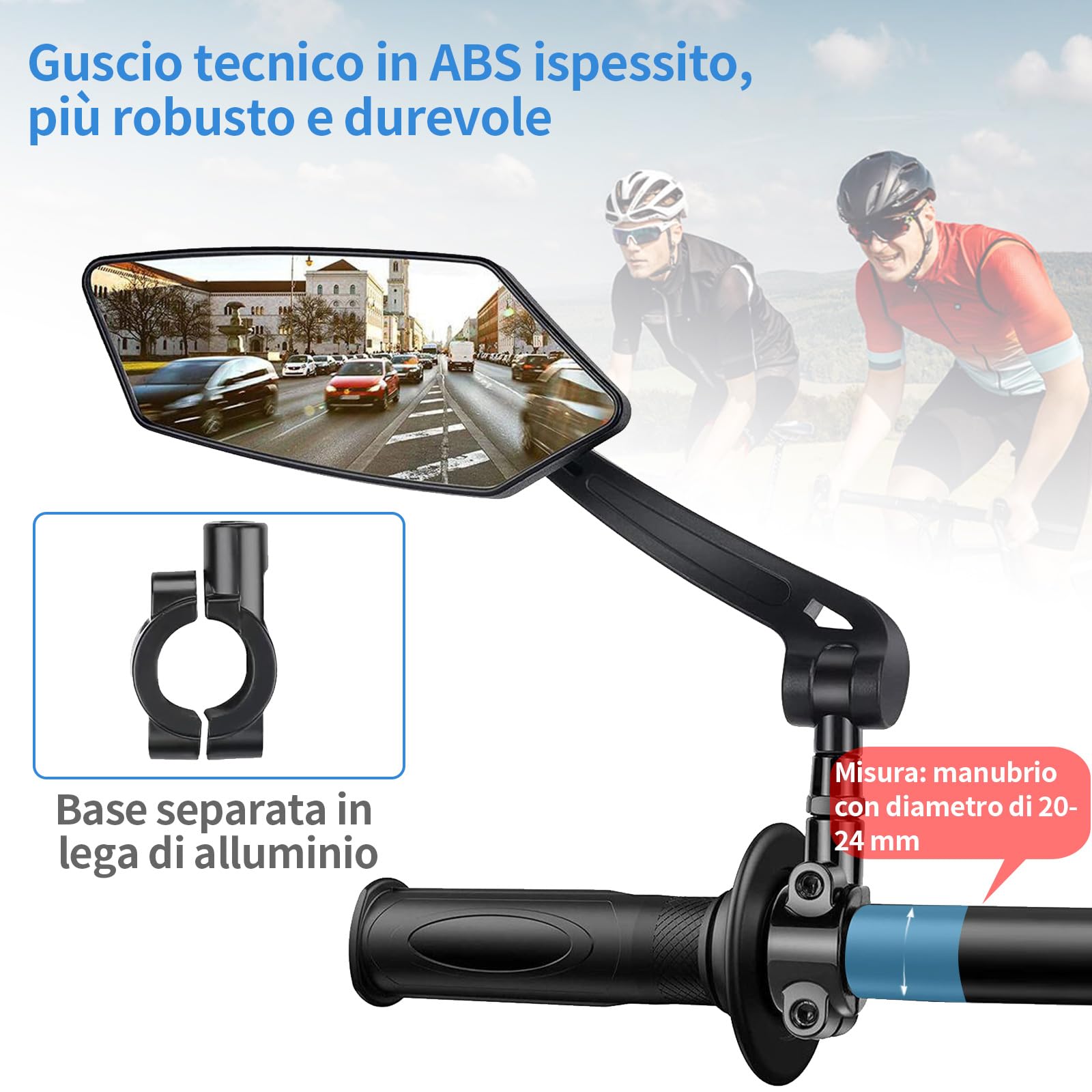 Specchietto Bici Elettrica Retrovisore Pieghevole per Manubrio 20-24 mm, 2 Pezzi