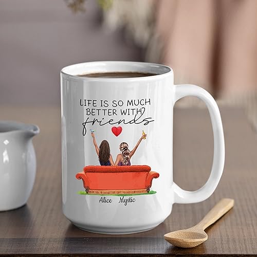 Miniatura 5 de Taza de café personalizada para mejores amigos, regalos personalizados para mujeres, tazas personalizadas con nombres, peinados, idea de cumpleaños