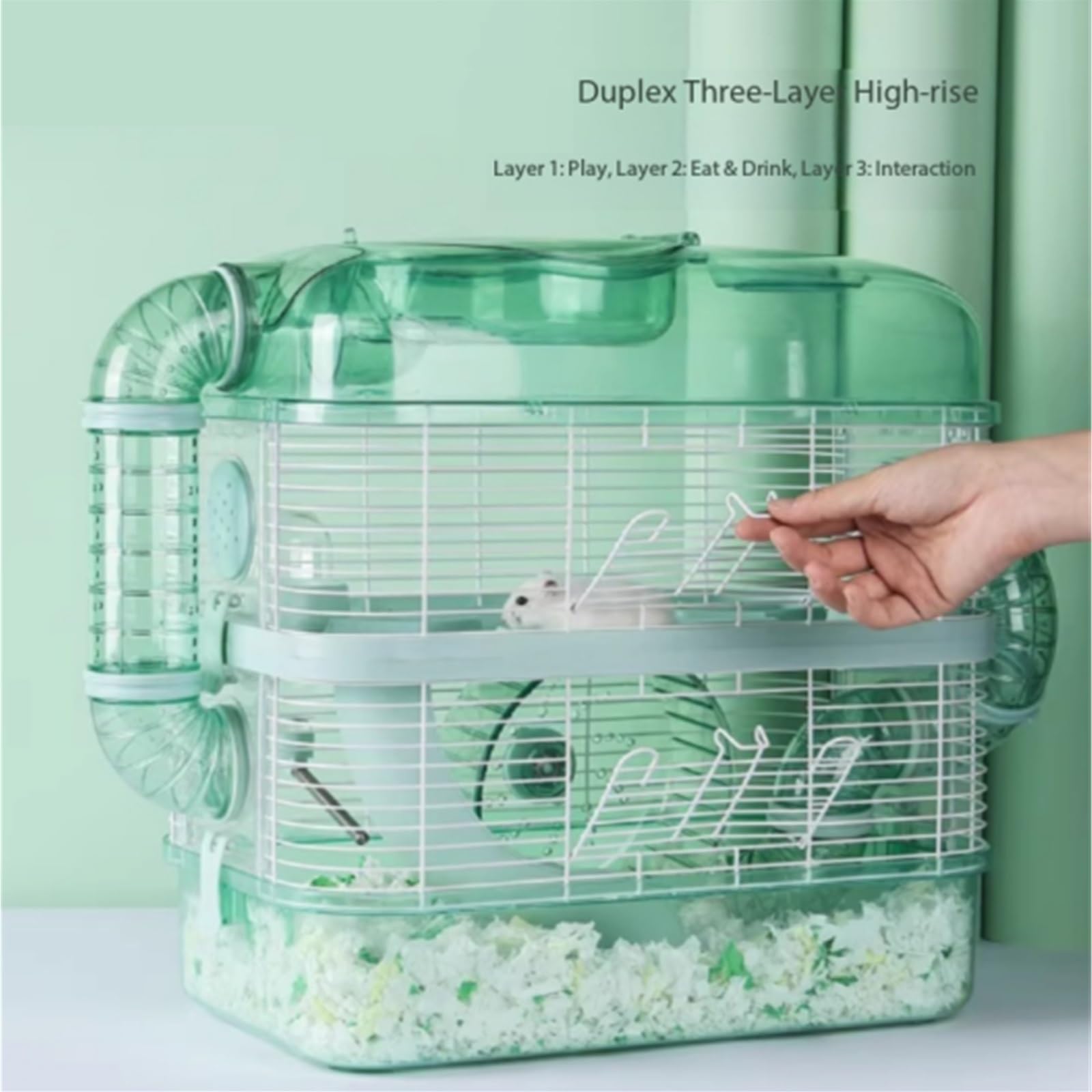 Jaulas para Animales Villa Verde con Jaula for hámster de Doble Capa tubería for Gran Espacio