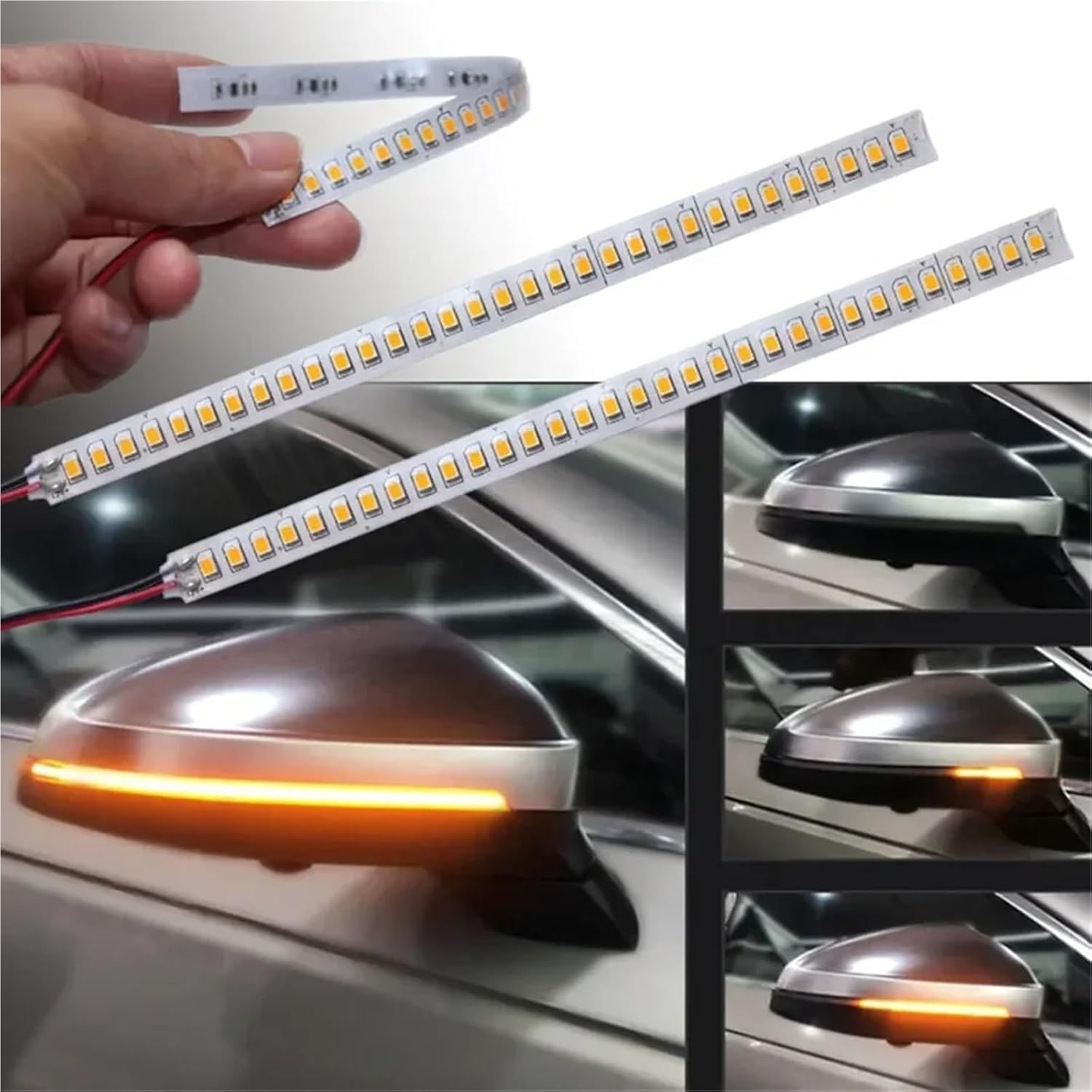 LED Flowing TurnSignal Lamp DRL Streamer Tape with Turn Signal Bar 2pcs Car Rearview Mirror Indicator Lamp DRL Streamer Tape Blinker Lamp(18CM)