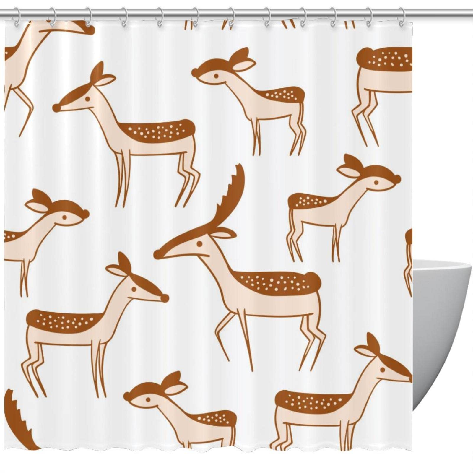 Rideau de douche cerf marron imperméable et sain de 152x183 cm pour éliminer les odeurs