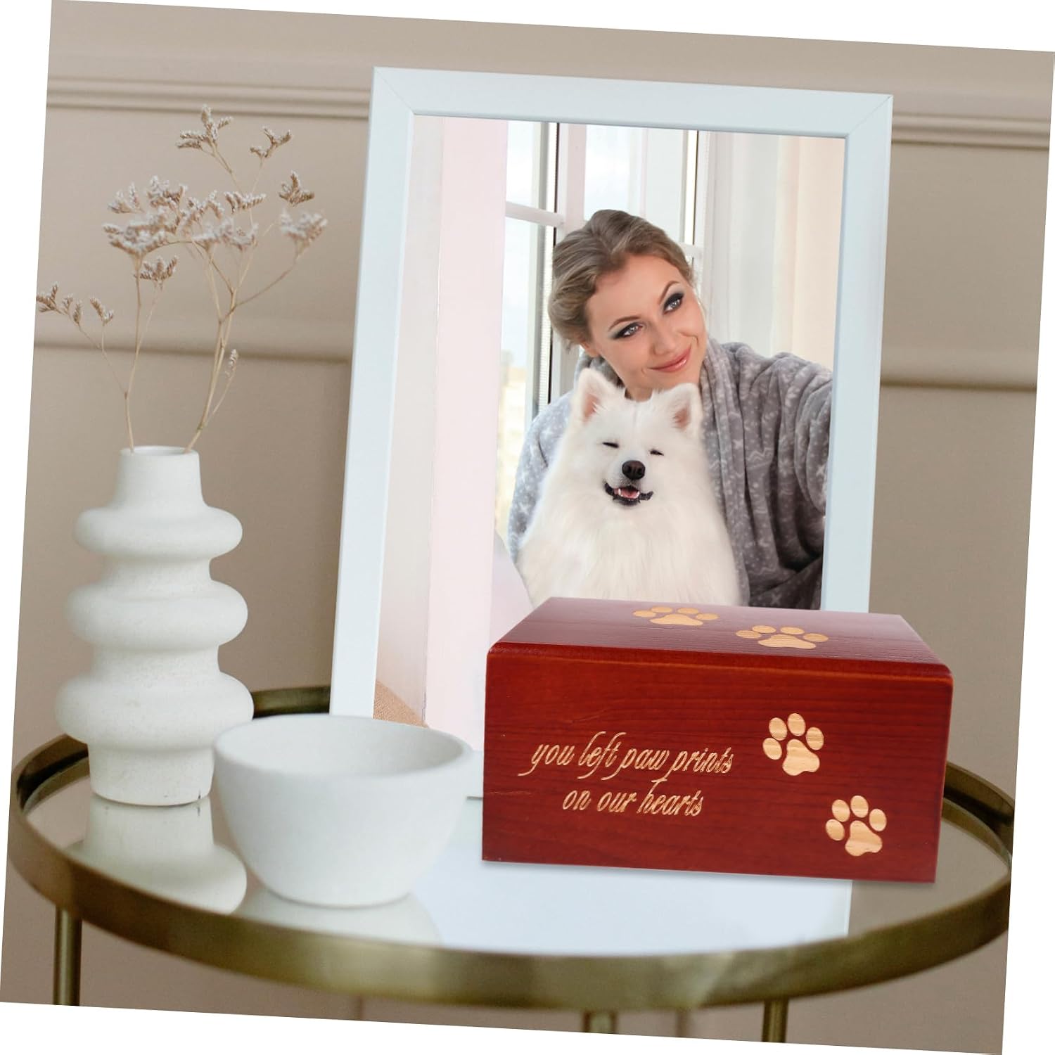Wooden Pet Urn for Ashes Memorial Cremation Box for Dogs Cats Small Animals Portable Keepsake Box for Pet Burial and Ashes Preservation