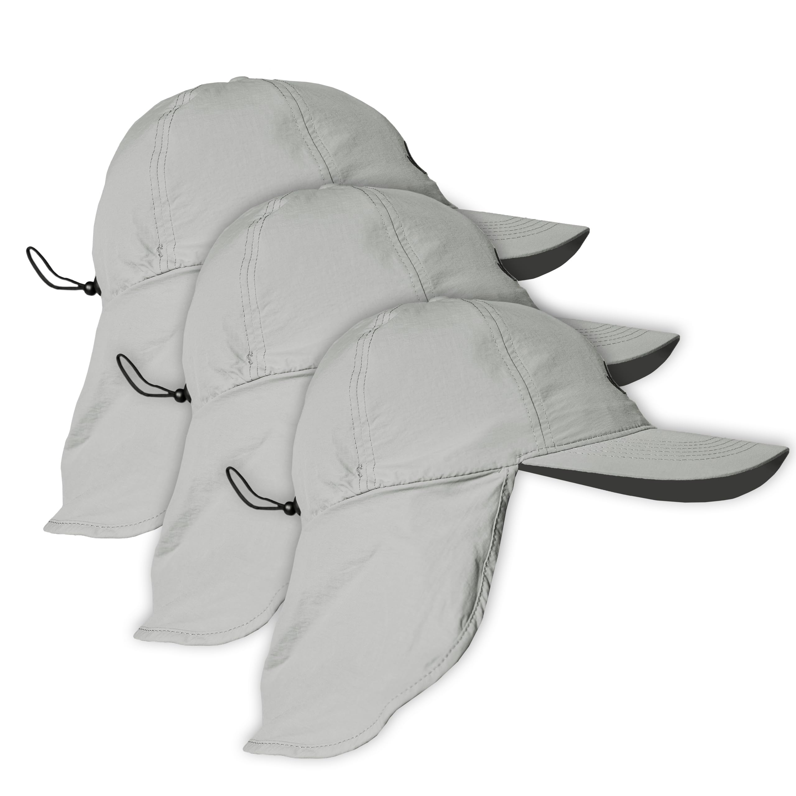 iQ-UV Sonnenkappe mit Nackenschutz Unisex 3er Pack Grau 55-61cm - UPF 50+ | atmungsaktive Cap mit Nackenschutz für Herren und Damen - Mütze für Männer und Frauen - Sonnenschutz Kappe Outdoor