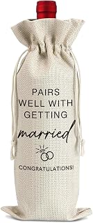 Arosedmo Wedding Wine Bag Gift for Newlyweds New Couples, Mr and Mrs Marriage Wedding Gifts, Engagement Married Gifts for Couples, Bride and Groom, Burlap Wine Bottle Cover Bag