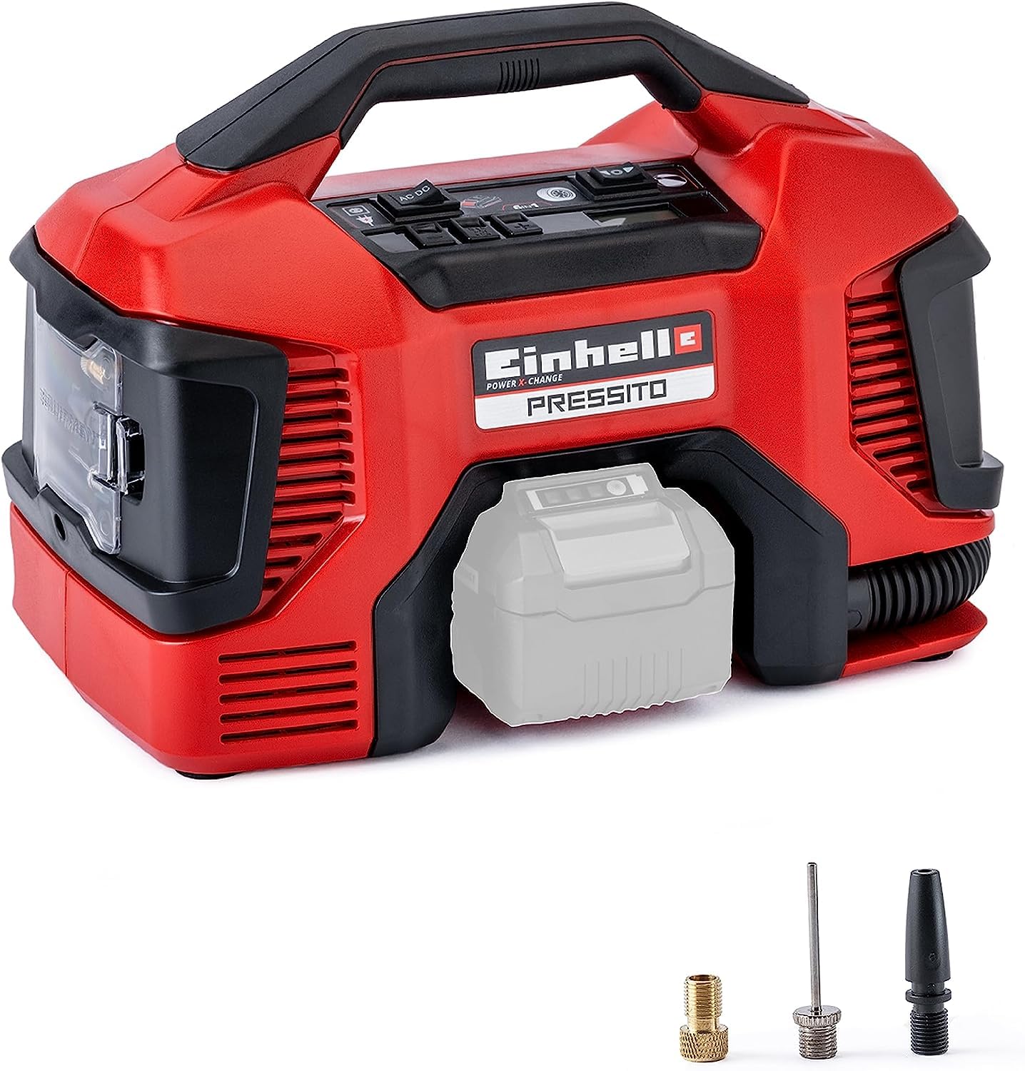 Einhell PRESSITO Power X-Change Cordless Air Compressor | 3-in-1, High-Pressure Pump, Low-Pressure Inflator and Low Pressure Suction/Deflating | Solo - Battery and Charger Not Included