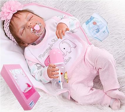 Amazon Com Realista Reborn Baby Girl Munecas De Silicona De Cuerpo Completo 22 Durmiendo Anatomicamente Correcto Bebe Renacido Munecas Bebe Real Lavable Ojos Cerrados Juguetes Y Juegos
