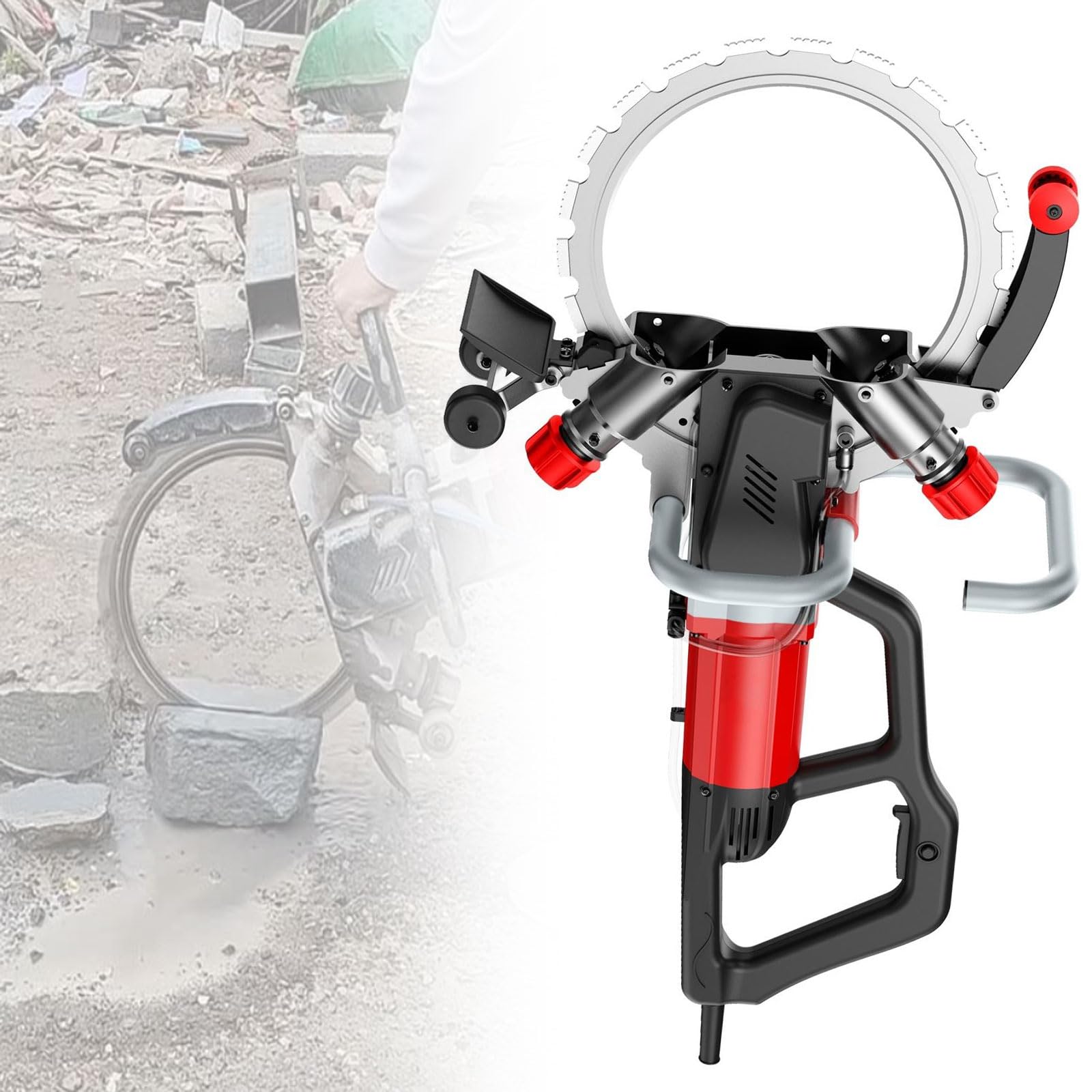 Sierra Circular De Hormigón De 370 Mm, Sierra Circular Eléctrica Sin Escobillas De 9500 W, Profundidad De Corte De 270 Mm, con Sistema De Supresión De Polvo con Alimentación De Agua
