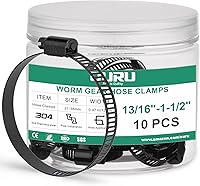 Vista 13 de Juego de 10 abrazaderas de manguera negras de 1"–2", abrazaderas de manguera pequeñas ajustables de 27–51mm de acero inoxidable, abrazaderas