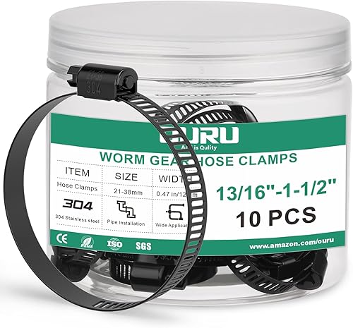 Abrazaderas de manguera negras de 1316 a 1-12 pulgadas, abrazaderas de manguera pequeñas ajustables de 0.83 a 1.49 pulgadas, abrazaderas de manguera