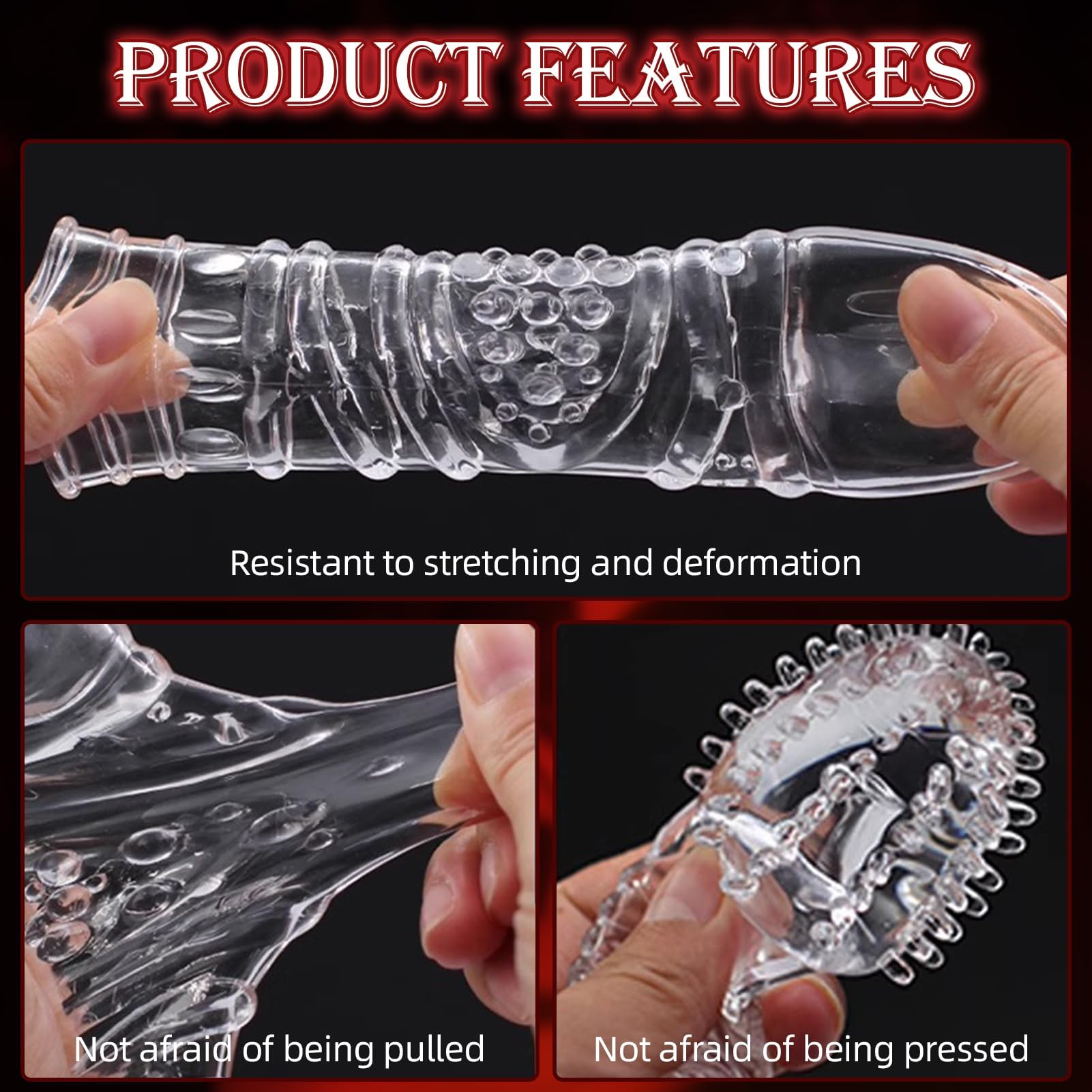 Confezione da 4 guaine per pene Dick Custodie Spesse In Silicone Trasparente, Riutilizzabili, Per Stimolazione Intensiva Del Pene E Miglioramento Dell'Erezione(4Forma)