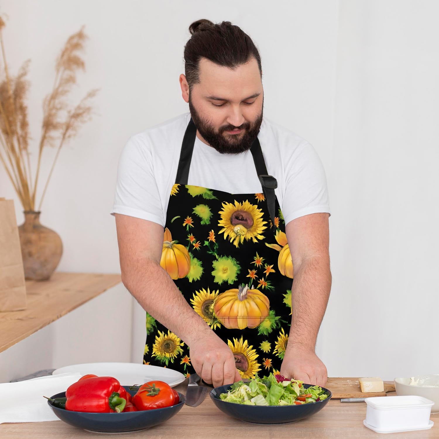 ANNA QUEEN Funny Aprons with Pocket for Women & Men, Cute Cooking Apron, Adjustable Kitchen Aprons for Baking BBQ