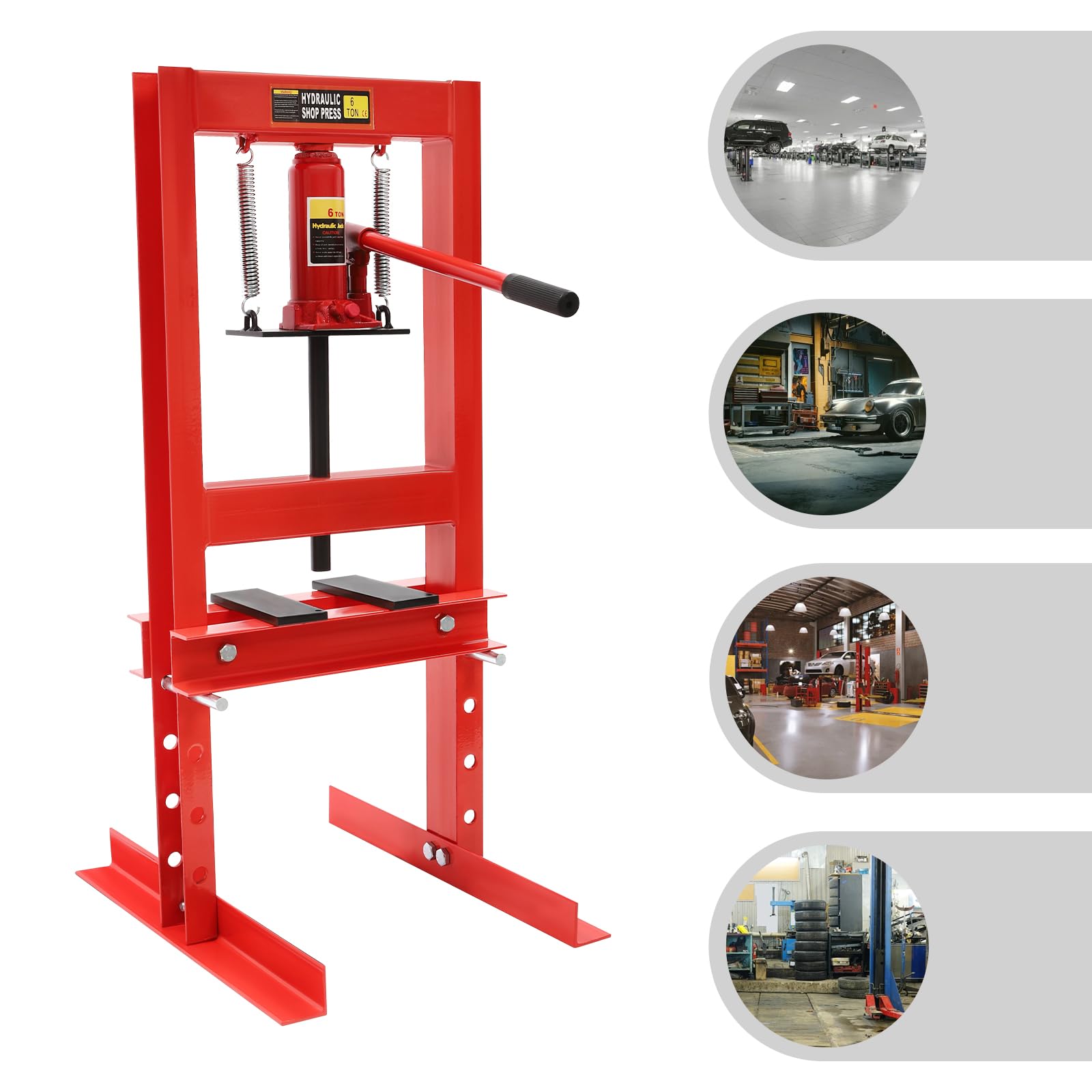 Pressa da officina idraulica da 6T, attrezzatura da officina, altezza di corsa 125 mm, pressa manuale per cuscinetti in acciaio al carbonio, pressa da officina per boccole auto, giunti sferici, giunti