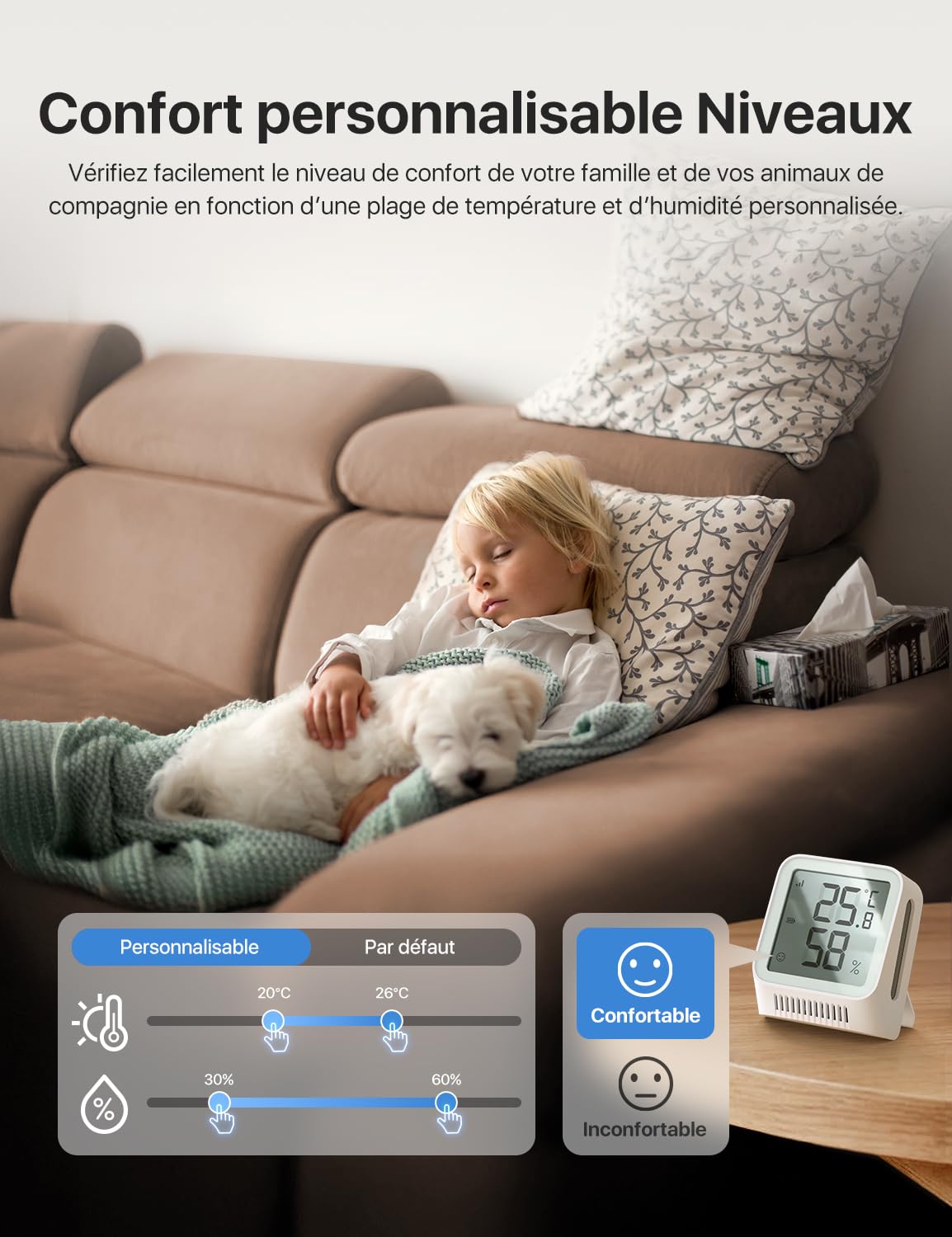 X-Sense Wassermelder WLAN mit SBS50 Basisstation, WLAN Hygrometer Thermometer Innen mit LCD-Display, App-Warnungen（nur 2.4Ghz）