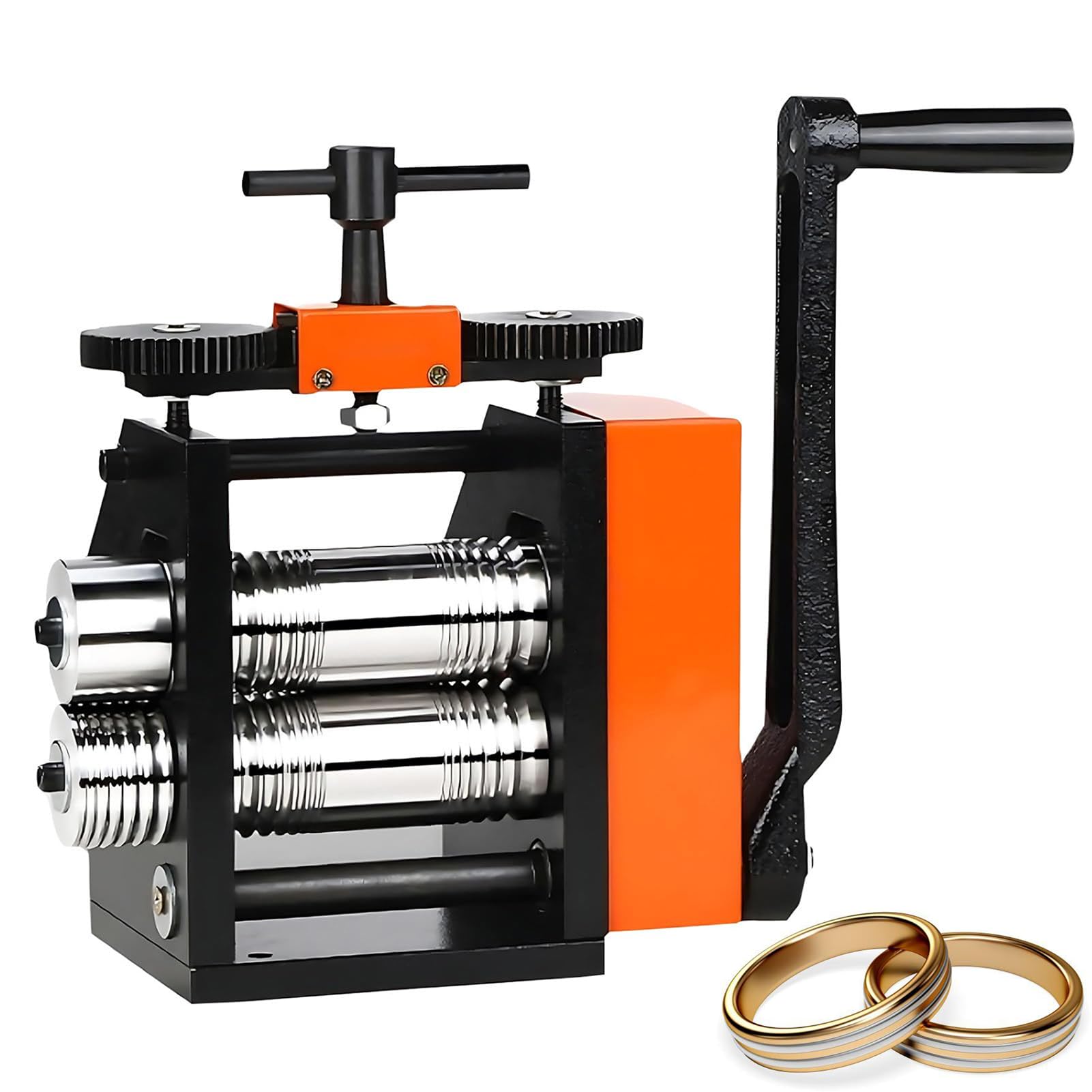 ZHJOPP Jewelry Rolling Mill Manual Hand Crank Tool – 40mm Roller for Metal Stretching, Wire Shaping, and Texture Embossing for DIY