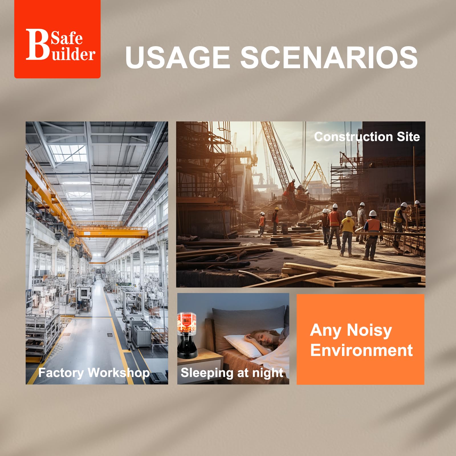 SAFEBUILDER SNR Tappi per le orecchie da 38 dB, 500 tappi per le orecchie in schiuma, morbidi, usa e getta, per lavoratori, dormire, esterni, protezione dell'udito di fabbrica, NRR 32 dB (500 tappi