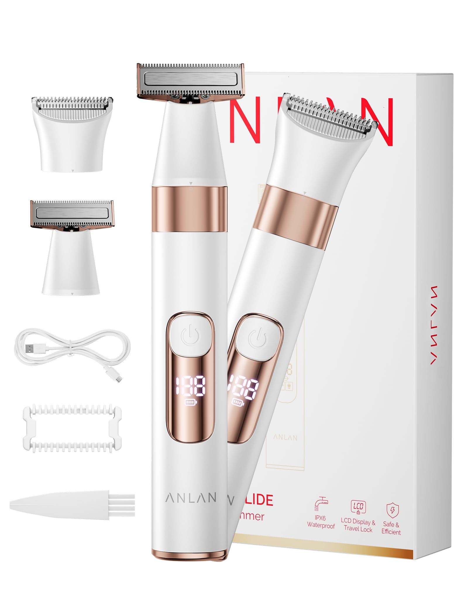ボディ・フェイスケア ANLAN Cordless Hair Removal Device 1755 ANLAN Women's Electric Shaver Waterproof IPX6, Rechargeable Bikini