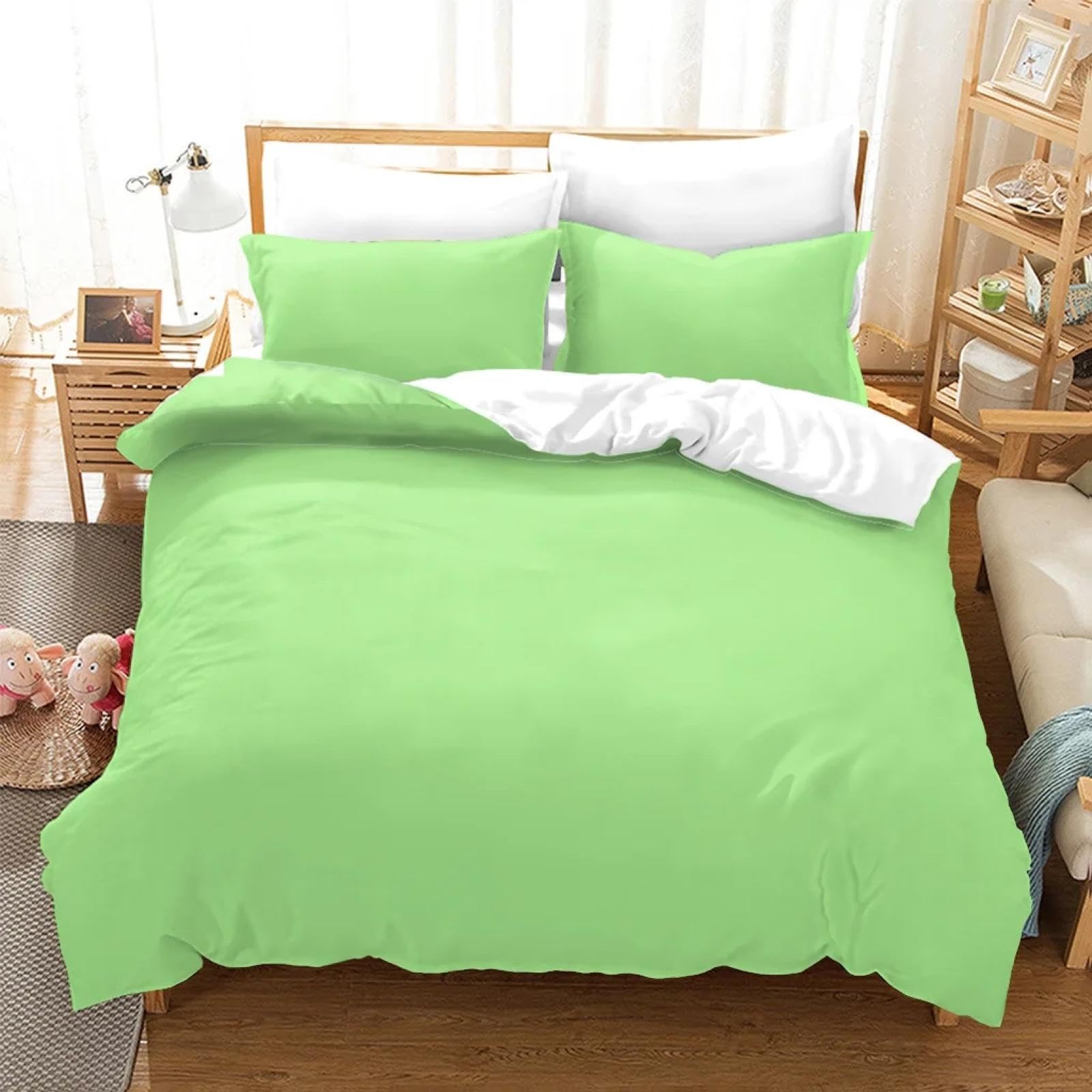 Parure de lit verte unie pour chambre d'enfant et ado en 160x220cm
