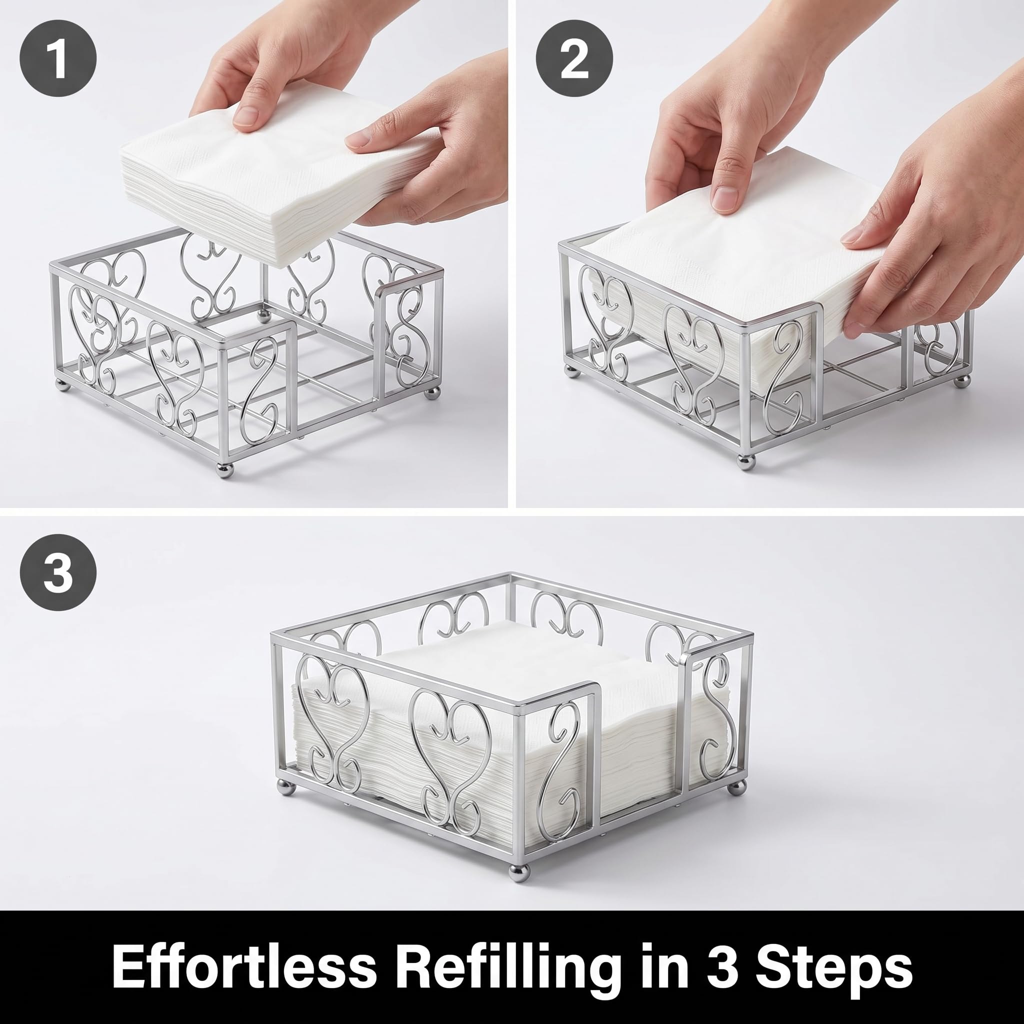 Servilletero de cóctel para bar, organizador plano para servilletas de cóctel y servilletas de bebidas, pequeños servilleteros para servilletas de papel, diseño resistente y pesado (5.5 x