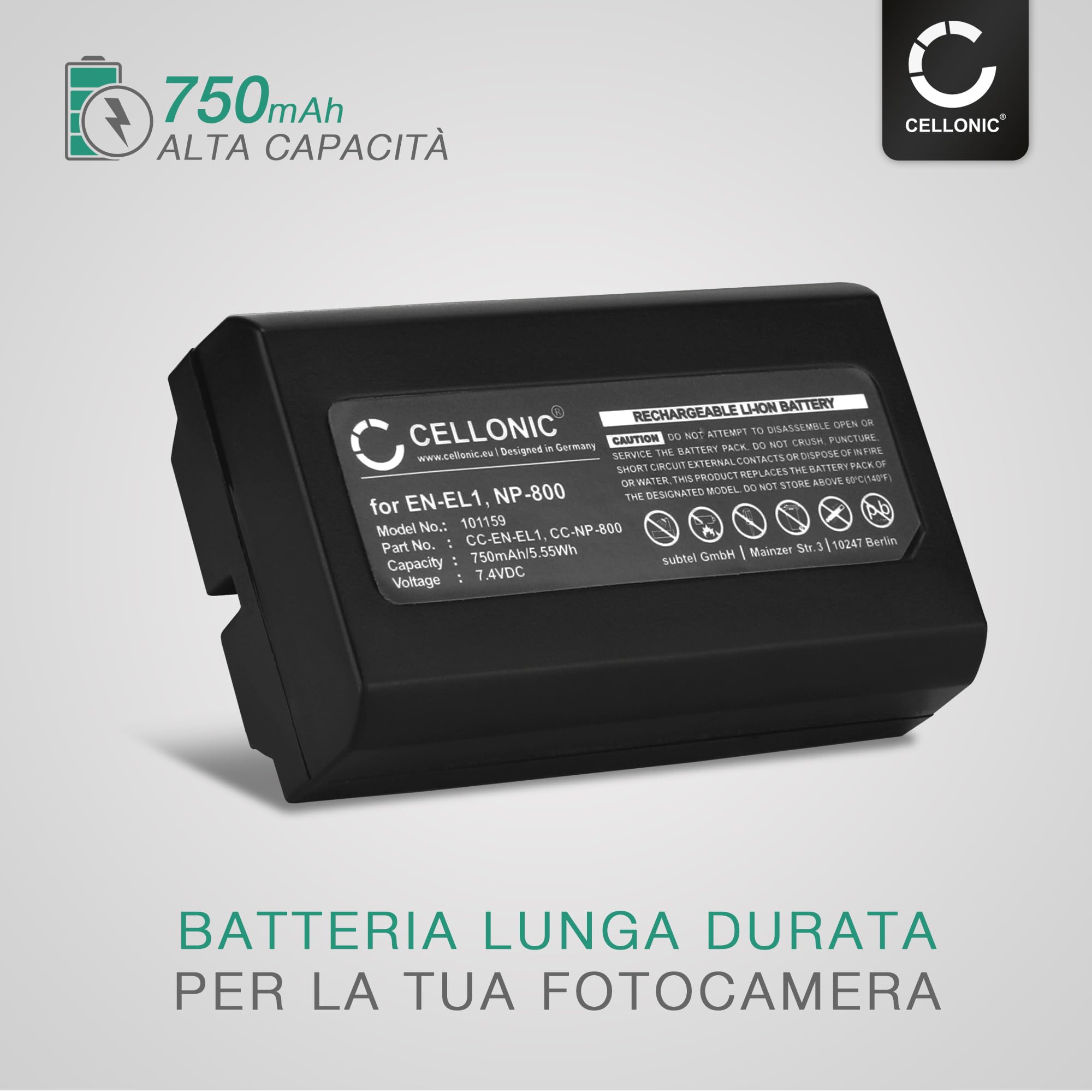 Batteria Sostitutiva Li-Ion 7,4V 800mAh Per Nikon Coolpix 5700 - Ricambio Compatibile