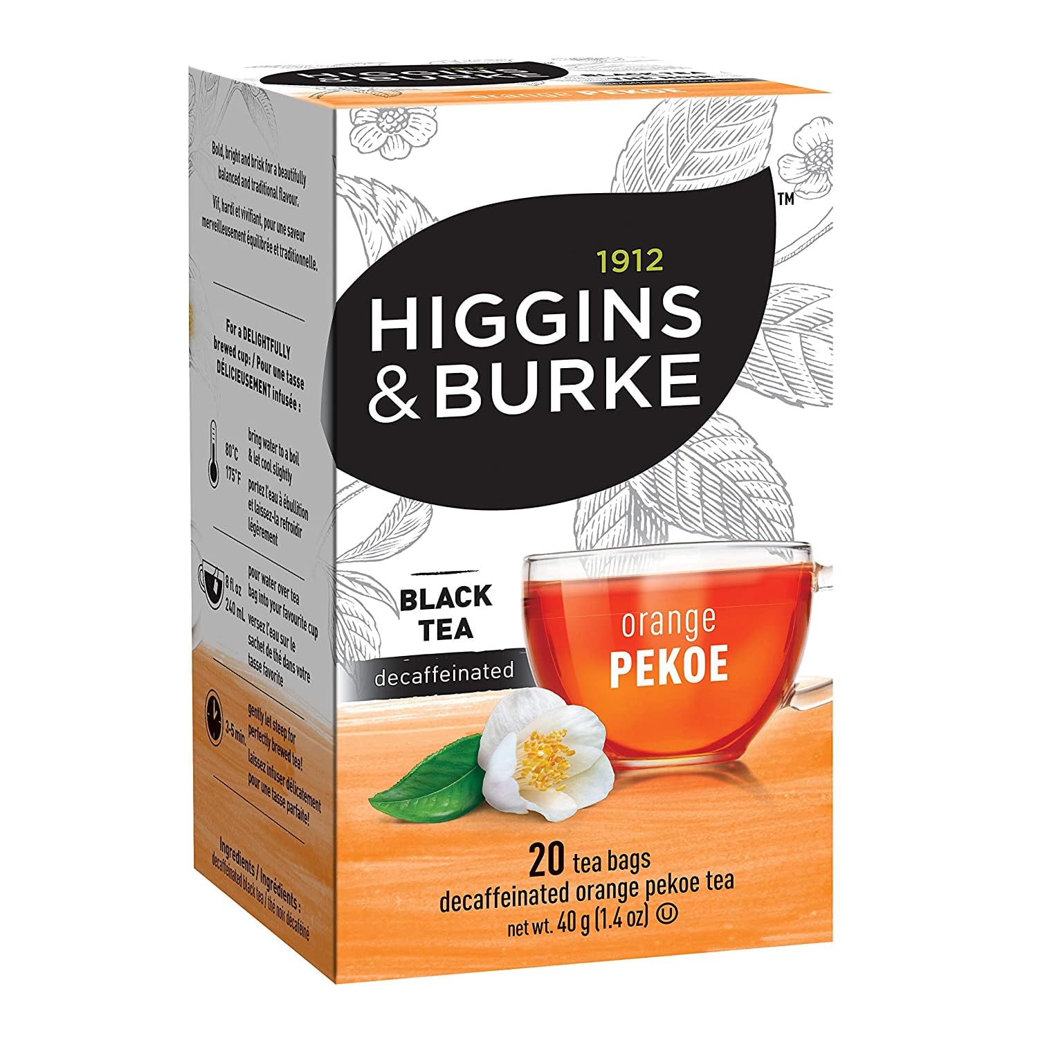 Higgins & Burke DECAF ORANGE PEKOE Tea, 20 Count : Amazon.ca