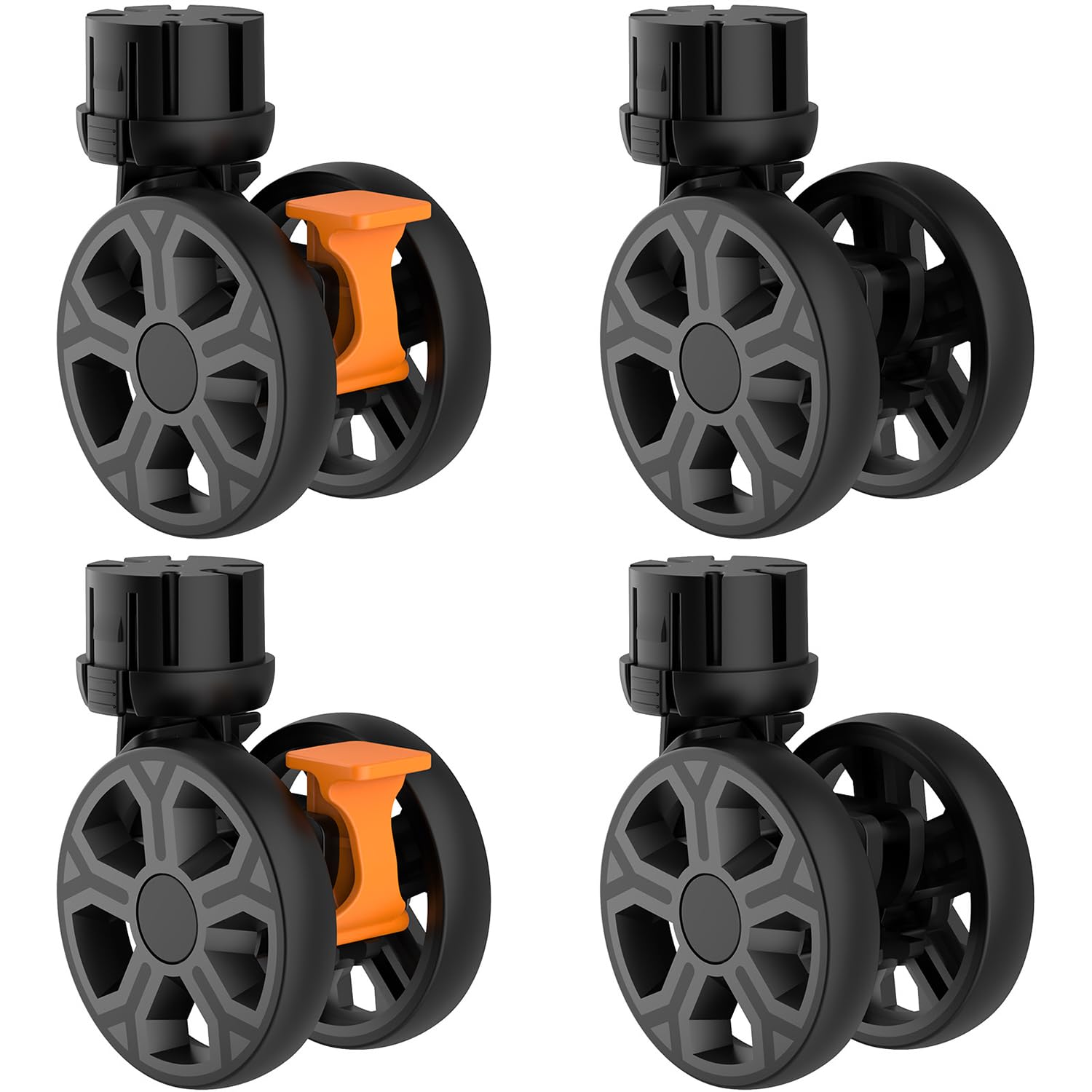Heavy Duty 360°Rotate Noiseless Replacement Wheels for BY06 Portable Rolling Crate Folding Utility Cart (Black-4PCS)