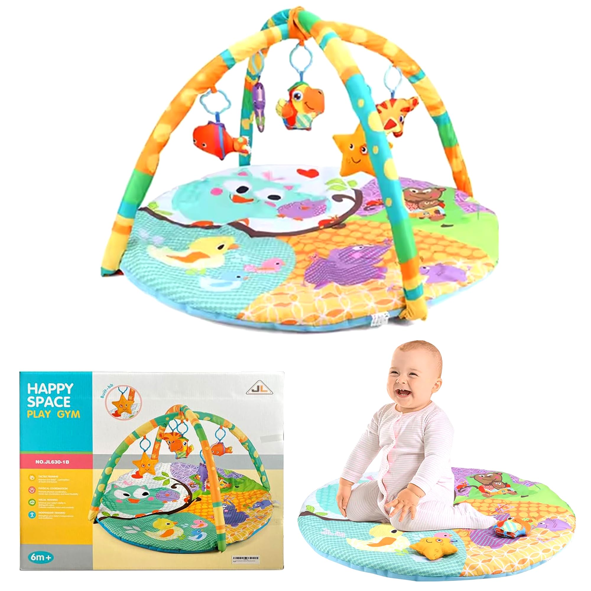 Releone Baby Gym Play Mat – Soft & Washable Activity Mat for Newborns & Infants – Includes Hanging Toys & Tummy Time Support – Sensory Development Play Gym for Boys & Girls.