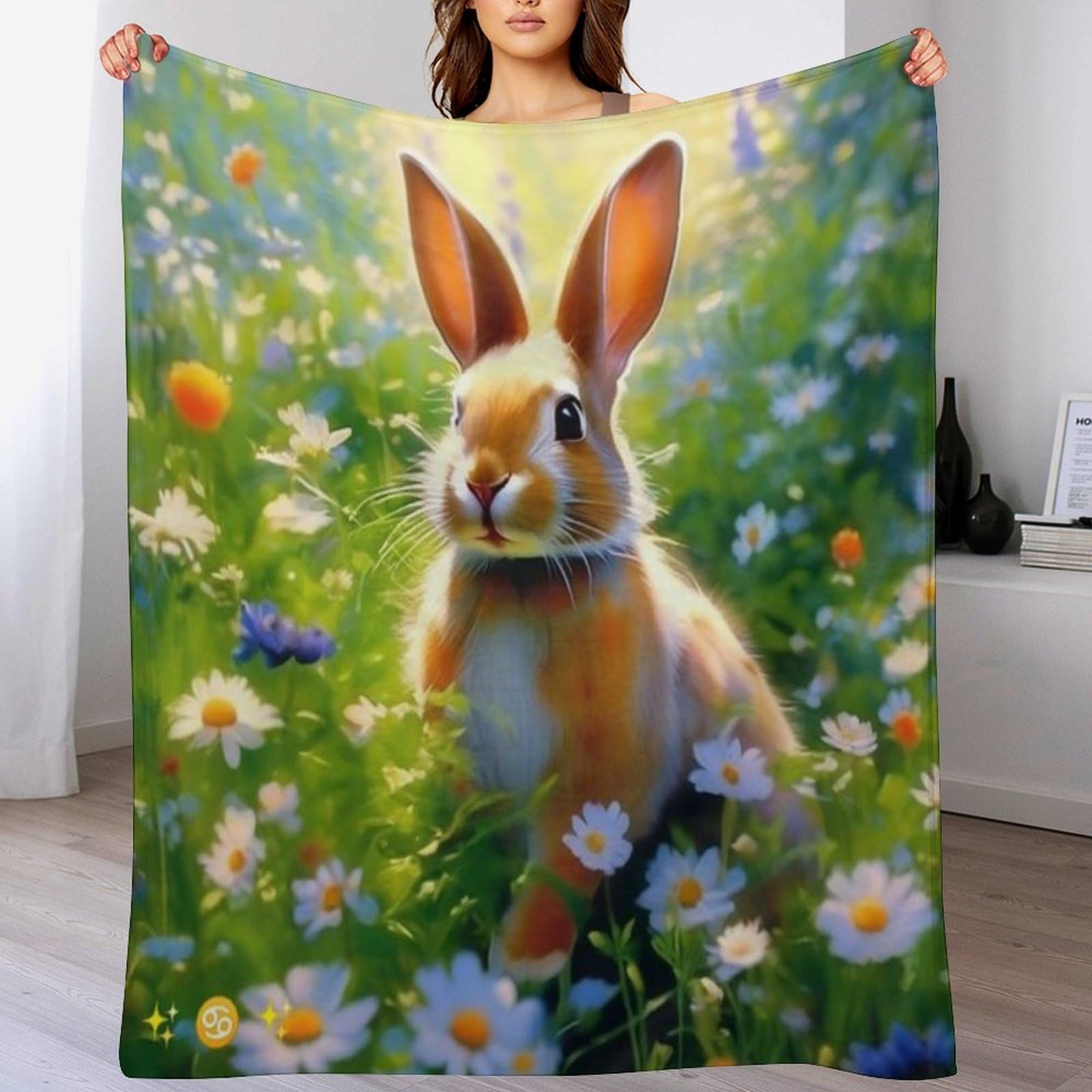 GGJJTT Rabbit Soft Plush Throw Blanket Warm Cozy Fur Throws for Sofa, Couch, Chair, Anti-pilling Quality Washable Bed Blanket, 140×180cm