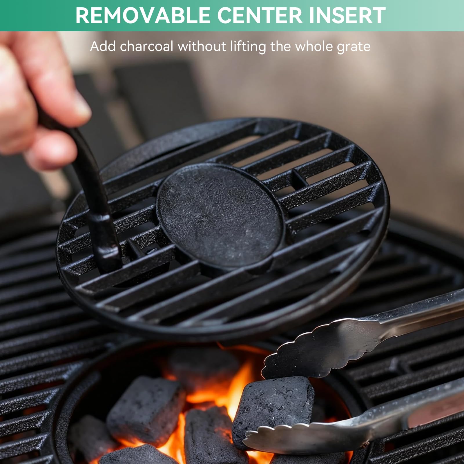 Griglia rotonda in ghisa da 49,5 cm per barbecue in ceramica Akorn Kamado, Char-Griller Akorn 16620, Pit Boss K24, Louisiana Grills K24, Heavy Duty Solid Rod Cooking Grills di ricambio