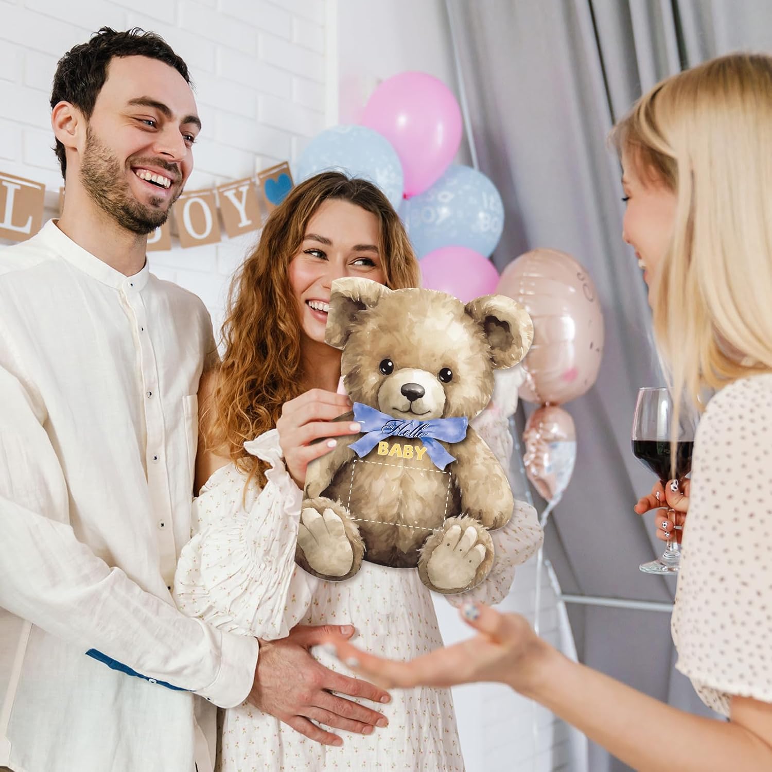 Giant Bear Baby Shower Card 22 x 15 Inch New Baby Congratulations Greeting Card Baby Shower Guest Book We Can Bearly Wait Party Decoration Pregnancy Good Luck Gift for New Mom Dad Parent Gender Reveal - Image 5