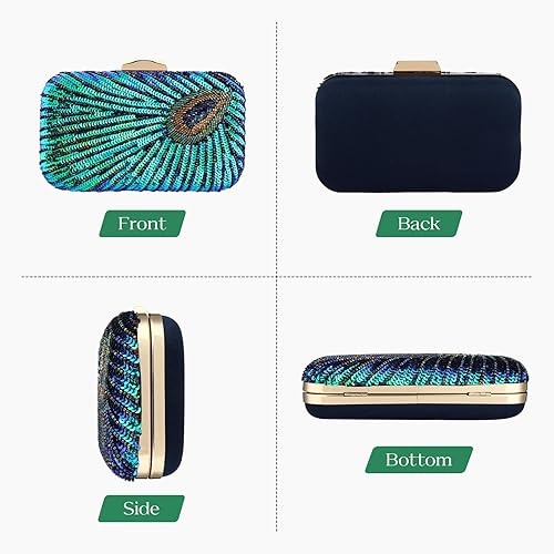 Miniatura 3 de Beaded Sequin Peacock Evening Clutch Bags Party Wedding Purse