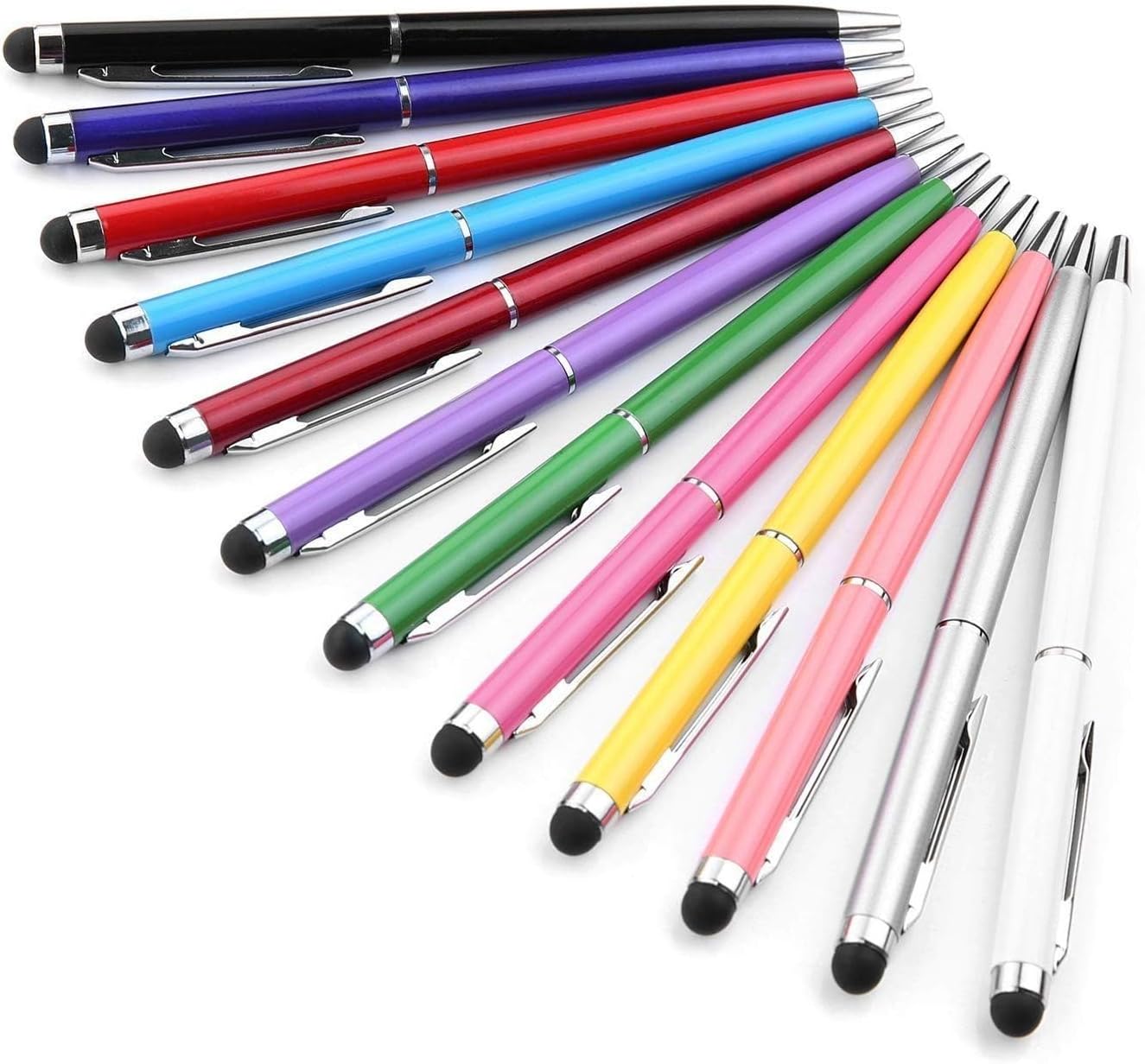 LIBERRWAY 12 Pcs Stylus Pens for Touch Screens, 2-in-1 Ballpoint Pen & Stylus, Compatible with iPad, iPhone, Kindle, Samsung Galaxy, All Capacitive TouchScreens
