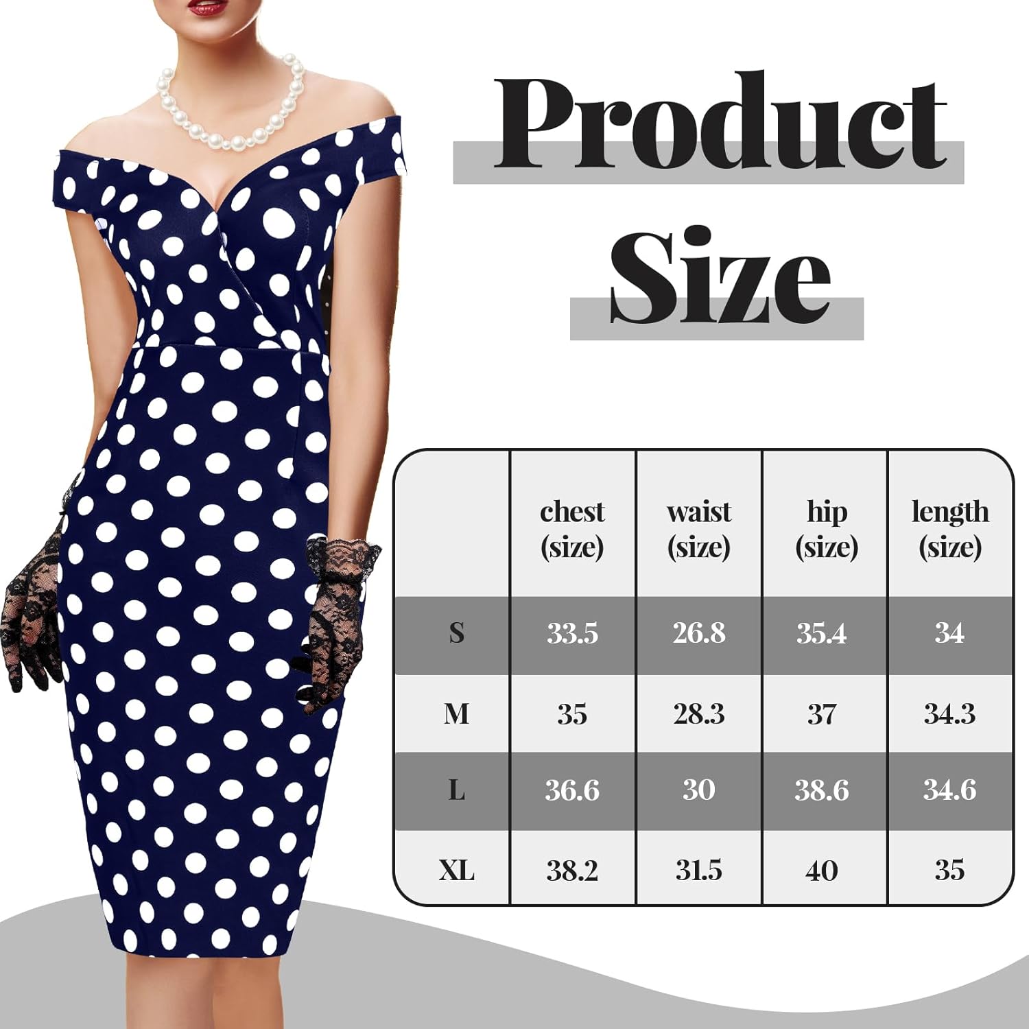 JenPen 5 Pcs Women's Vintage Polka Dot Dress Retro Pencil Dress Floral Spring Costume for Derby Tea Party Cocktail(X-Large,Elegant) - Image 4