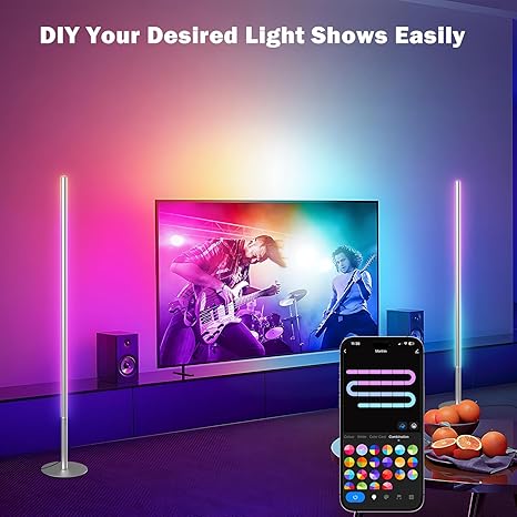 Tacopet RGBW Floor Lamp, Smart LED Corner Lamp with WiFi APP Remote Control, Compatible with Alexa, 2700k-6500k Color Changing Standing Lamp for Bedroom Game Room, Modern Floor Lamp for Living Room Silver photo 3
