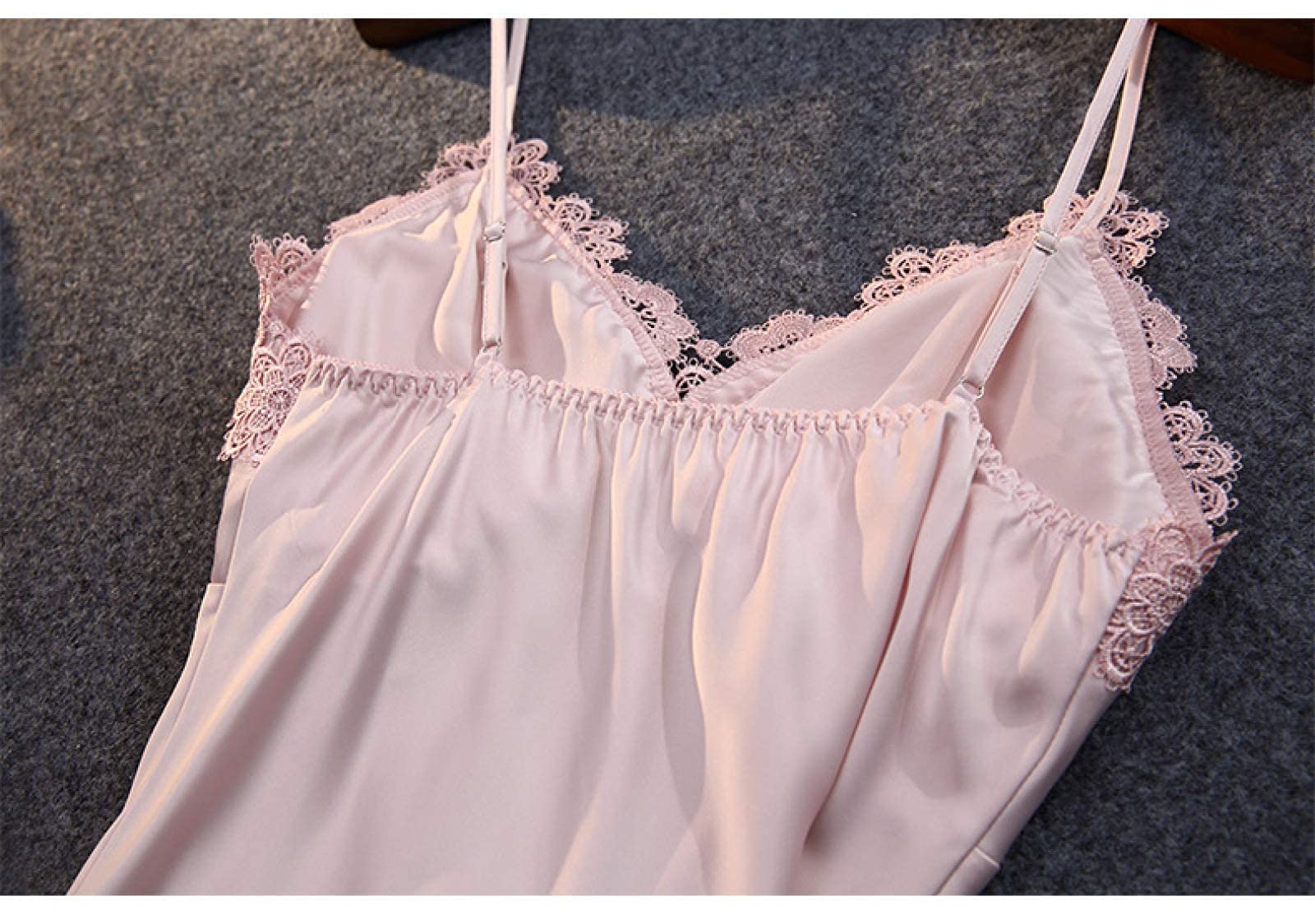 CFWSHJ Komplety piżam damskich 5 szt. Spodenki do spania na ramiączkach Zestaw bielizny nocnej Seksowna koronkowa satynowa szata Miękka bielizna nocna Piżama Rood-xxl (lotusroot M)