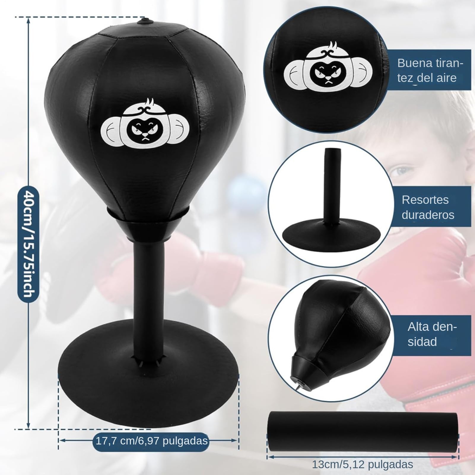 Saco de Boxeo con,Saco de Boxeo con - de Boxeo de Escritorio para Entrenamiento de Boxeo,de de Mesa con succión Fuerte para Adultos y niños, Juguetes de relajación para Dormitorio