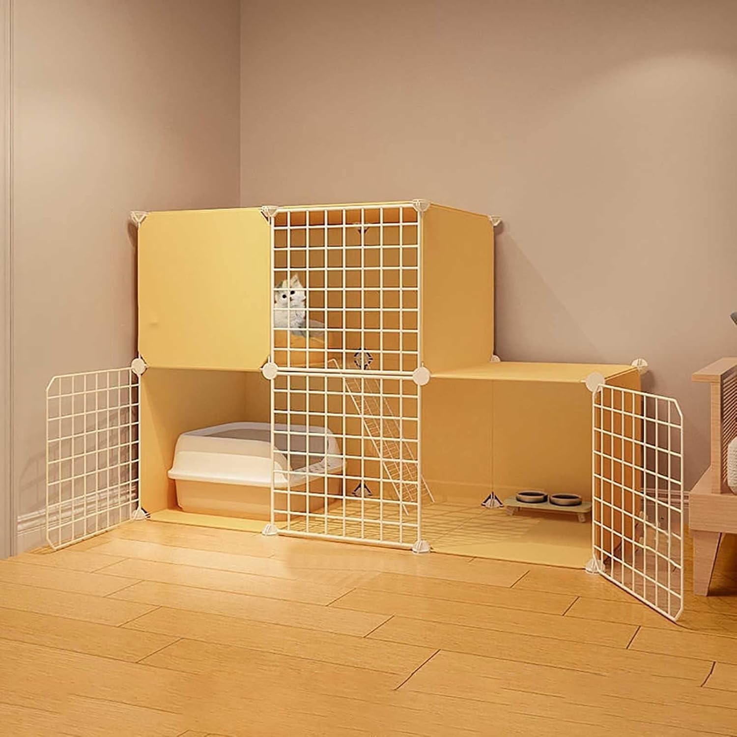 Cat Cages Large Indoor Cat House Cat Playpen Cat Enclosure Pet Cage Pet Playpen DIY Kennels Crate Large Exercise Place for Small Animal,Puppies,Onecolor-75x39x73cm
