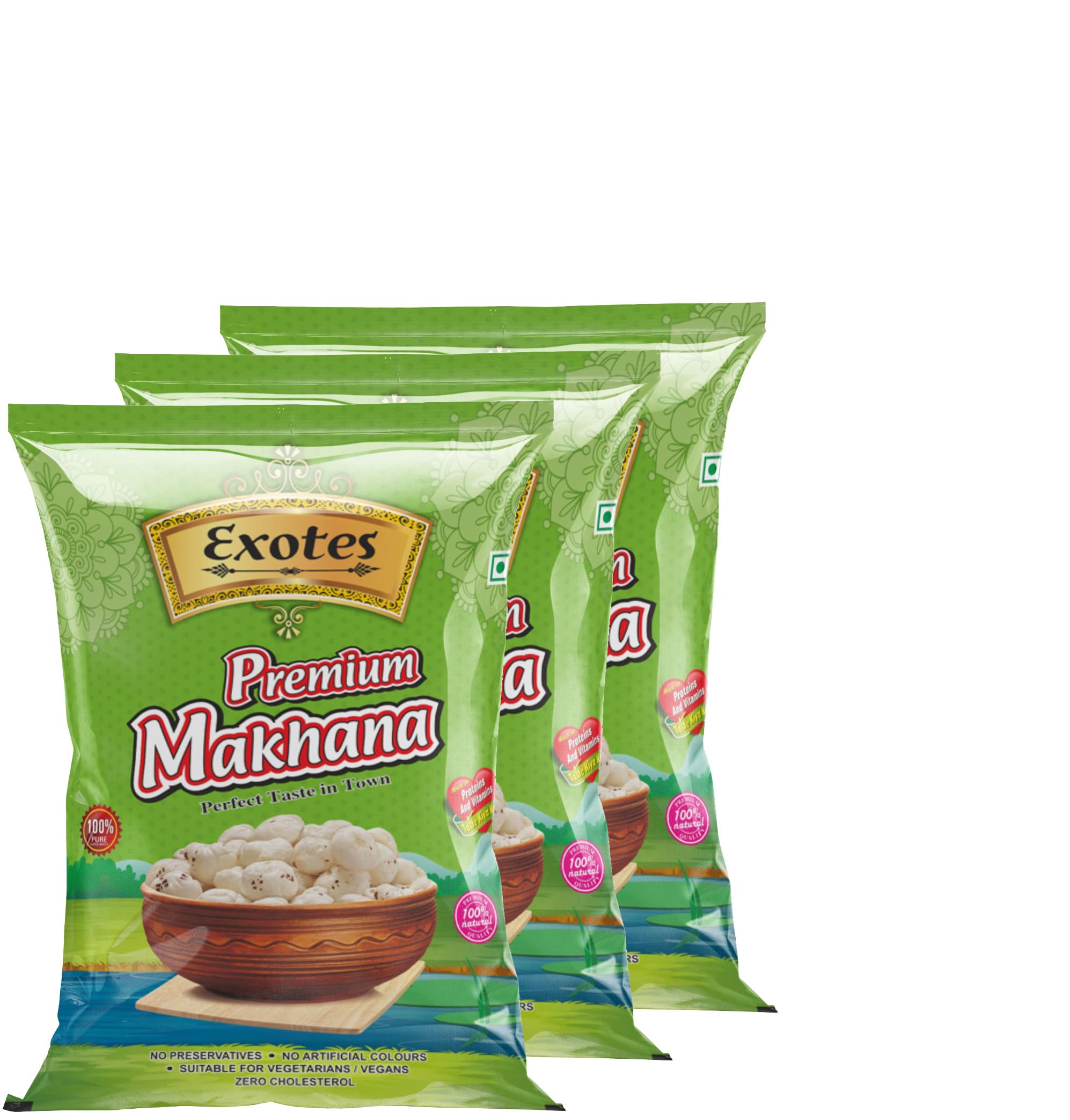 Exotes Makhana 750 Grams (3 X 250 Grams) Fit for Fasting Crunchy and Gluten-Free Fox Nuts Rich in Protein Ideal for Healthy Snacking Phool Makhana for Roasting & Cooking-picture-22