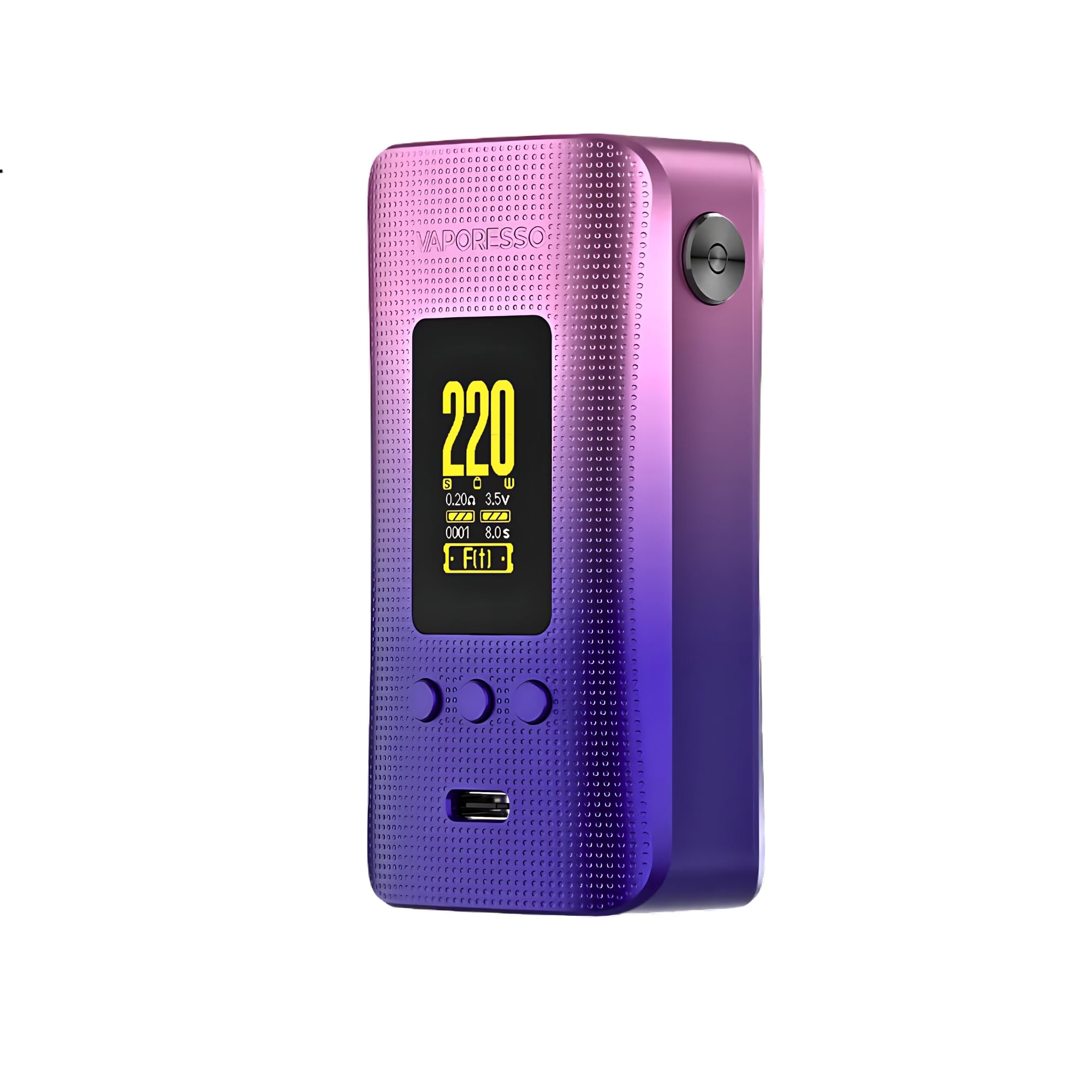 VAPORESSO GEN 200 Vape Mod - [Requires 2 x 18650 Battery - Sold Separately] 220w Max Output, Threaded 510 Connection, MTL or DTL Vaping Kit, USB Type-C Charge, Ultra-Light, No Nicotine (Neon Purple)