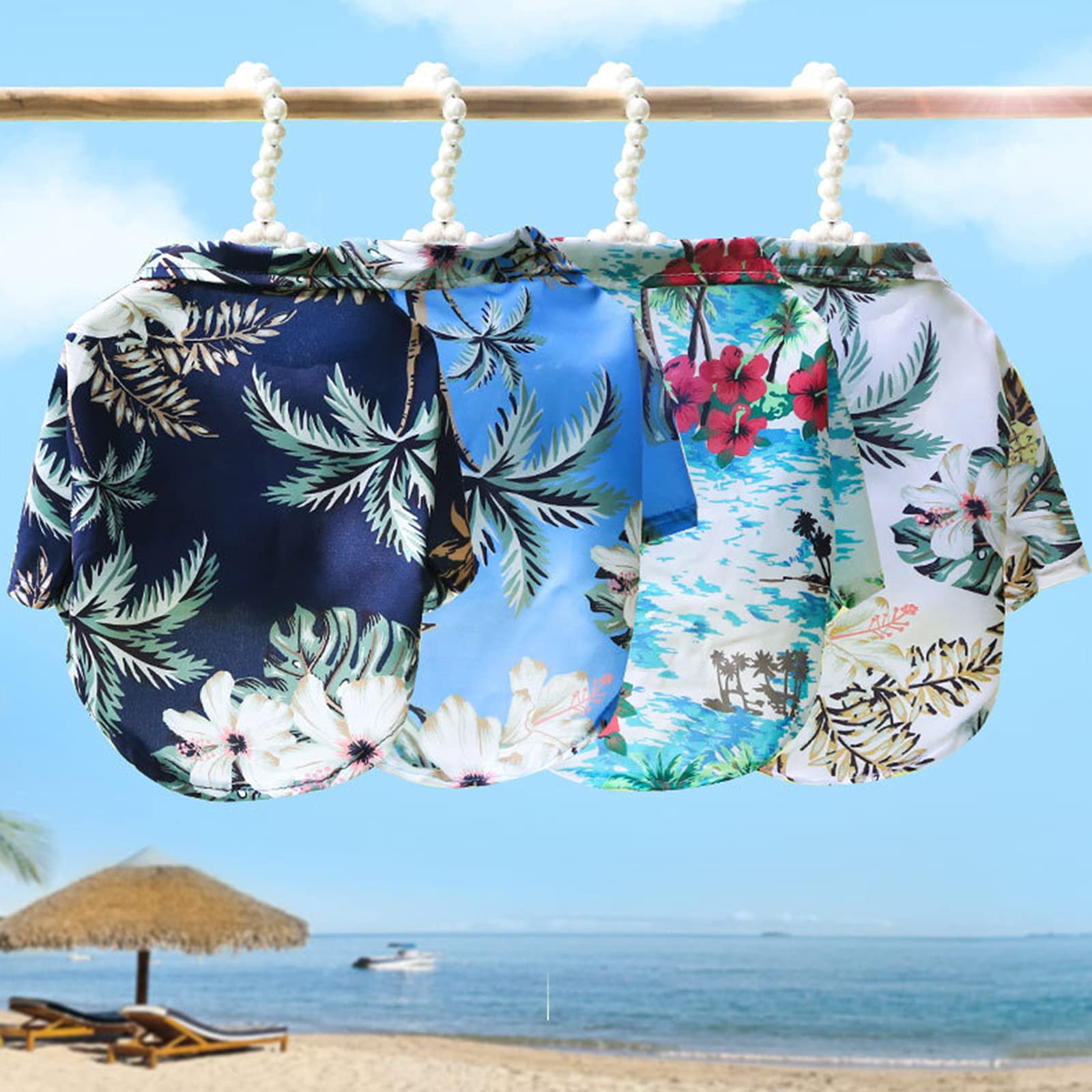 PETCUTE Camisa Casual Hawaiana para Mascotas, Camiseta Transpirable de Moda para el Verano, Estampado Floral,Ropa Fresca para Cachorros Perros Pequeños y Medianos