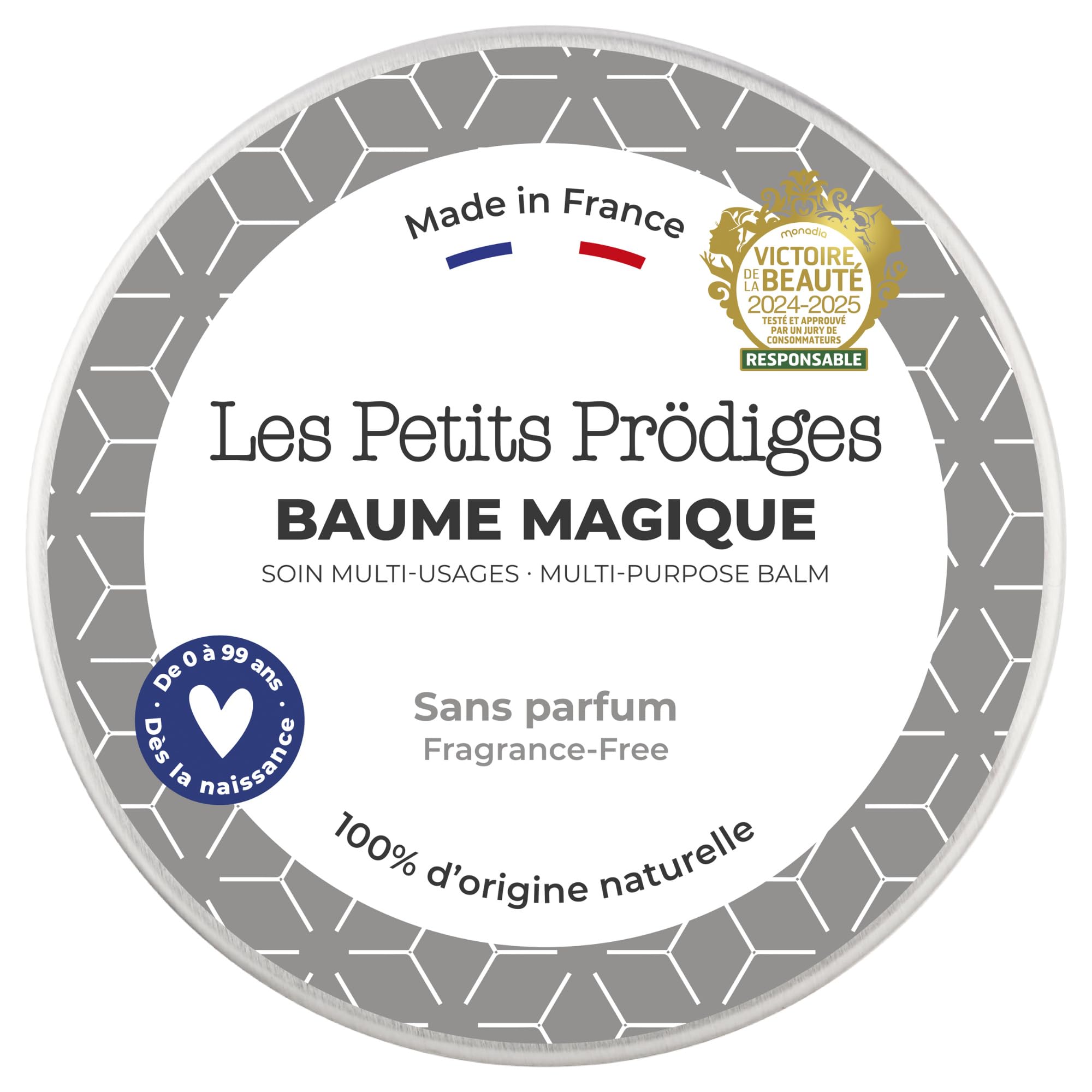 LES PETITS PRODIGES Baume Magique Multi Usages - Visage, Levres, Mains & Corps - Demaquillant, Soin Hydratant & Réparateur, Cheveux - 100% Naturel - Fabriqué en France - Emballage Recyclable - 100ml