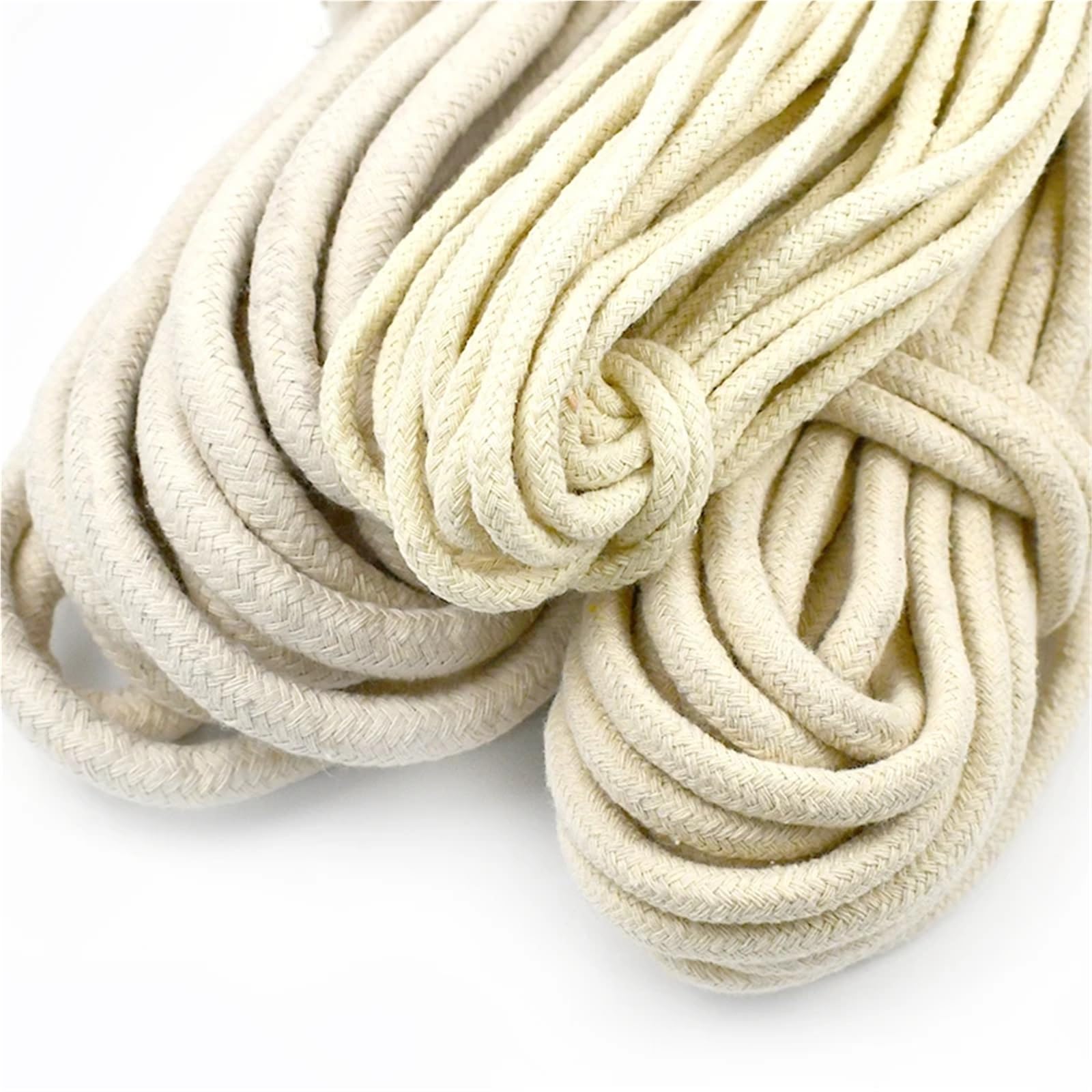 Cordón de algodón Trenzado Cordón de algodón Trenzado for Coser Ropa, Sombrero, Cuerda, macramé, Bolsa for el hogar, 10/20M, 4-10mm, 16 Partes(Beige-10mm,20Meters)