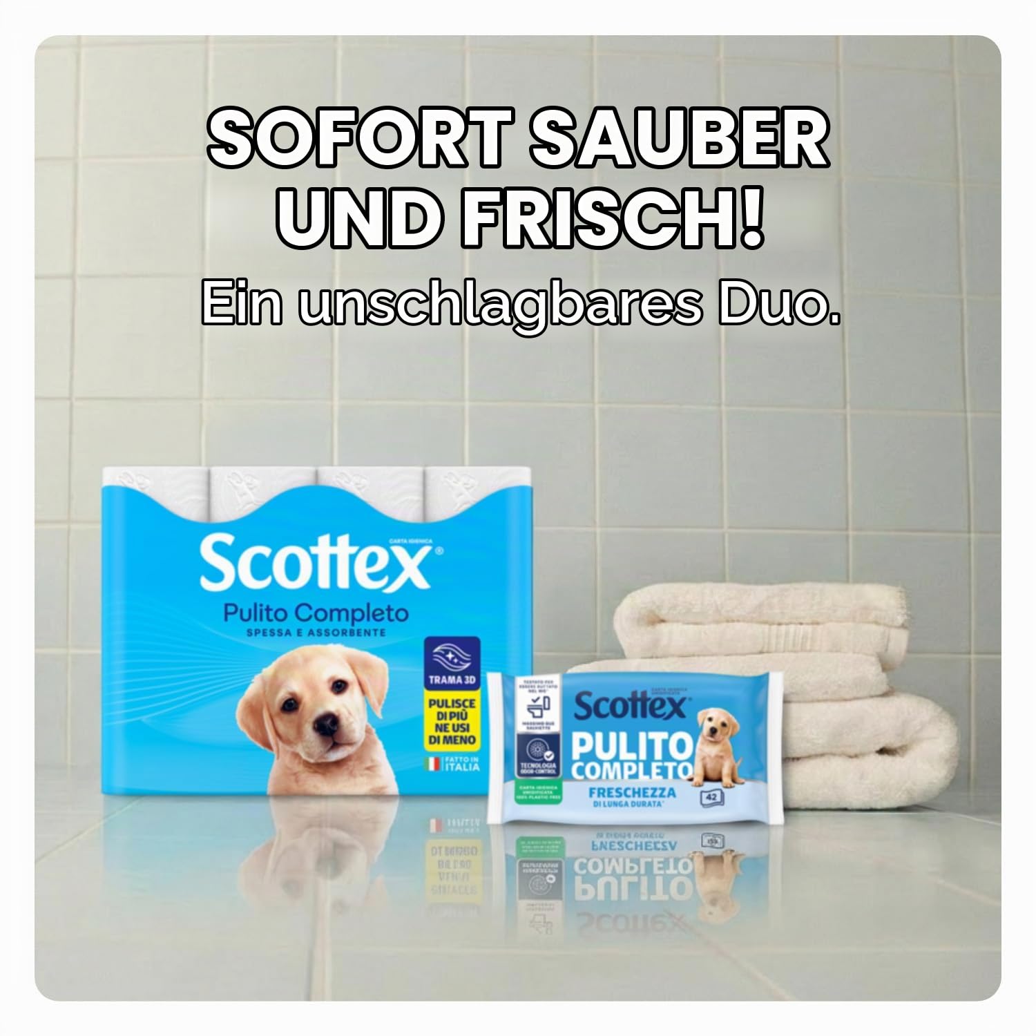 Scottex Toilettenpapier, sauber, platzsparend, 64 Rollen