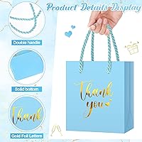 Vista 4 de Honoson 60 mini bolsas de regalo de agradecimiento con asa a granel de 4 x 2.75 x 4.5 pulgadas, pequeña bolsa de papel de aluminio para envolver