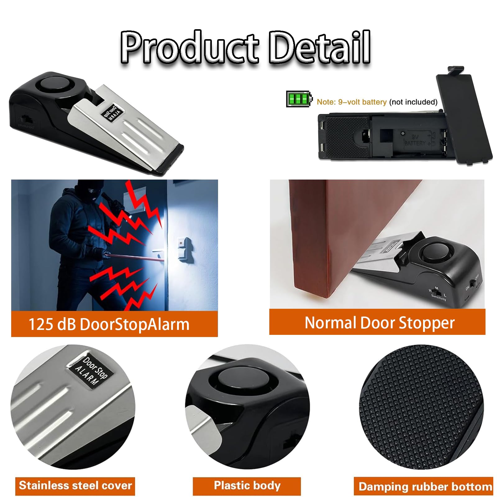 3Pcs Hotel Door Lock Travel Safety,Portable Door Lock Set including Alarm - Image 3